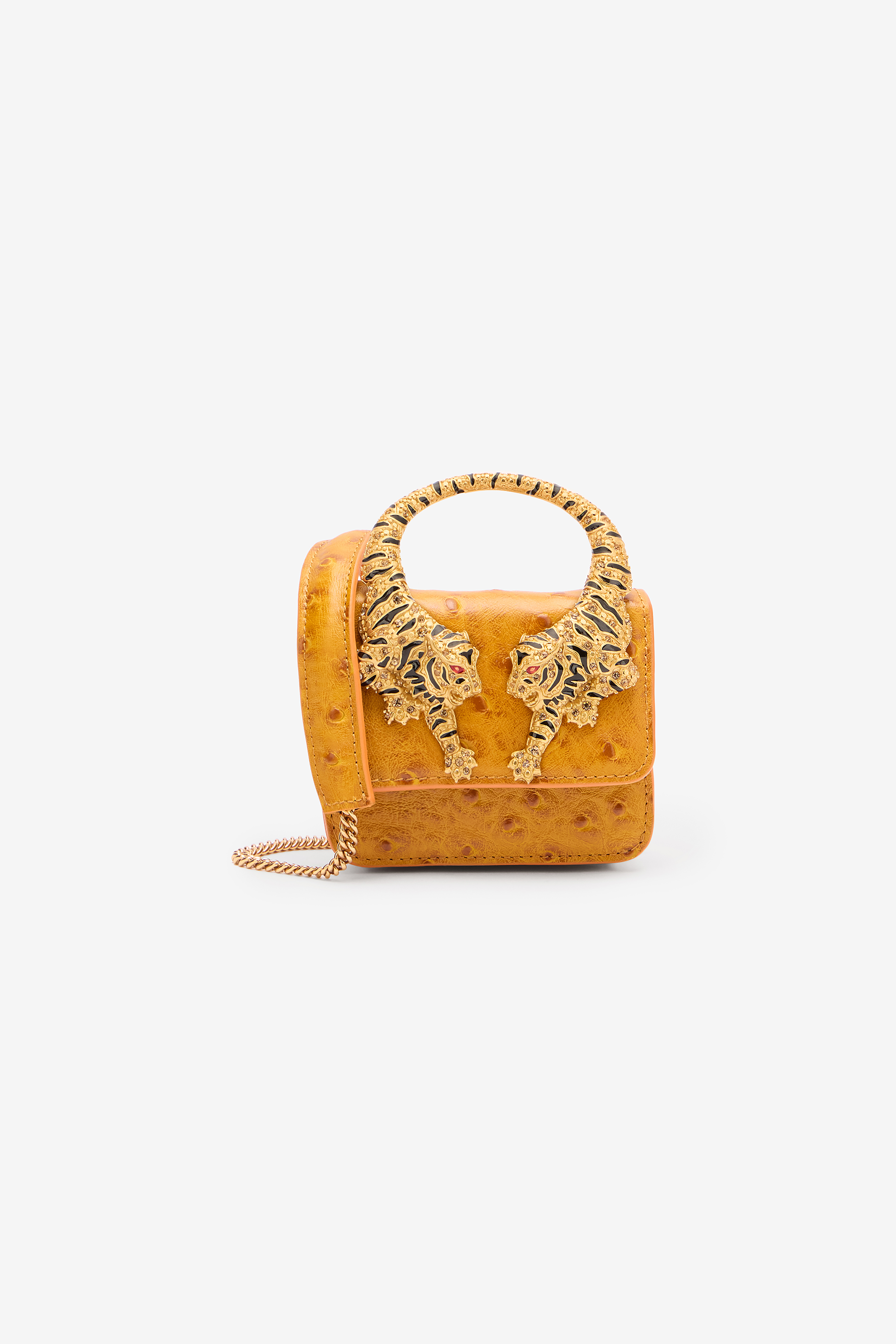Roberto Cavalli Women's Yellow Mini Roar Bag With Jeweled Tigers - Mini Bags