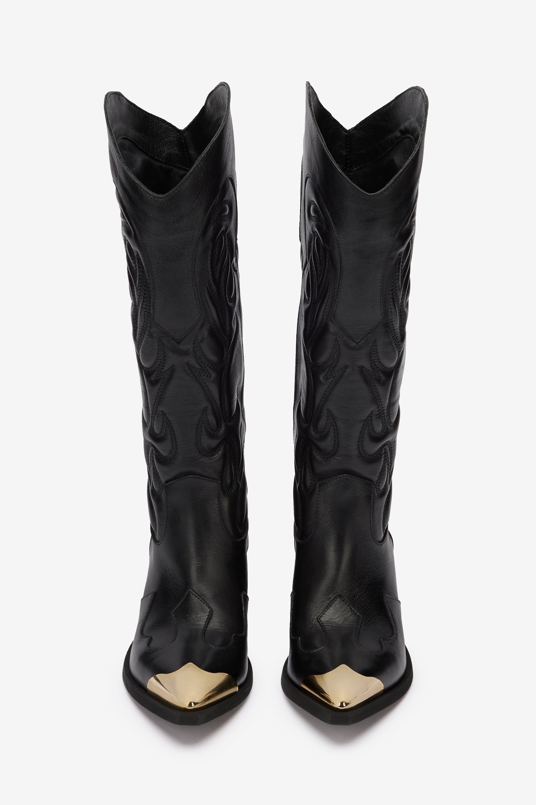 Roberto Cavalli Black Texan Boots In Multi