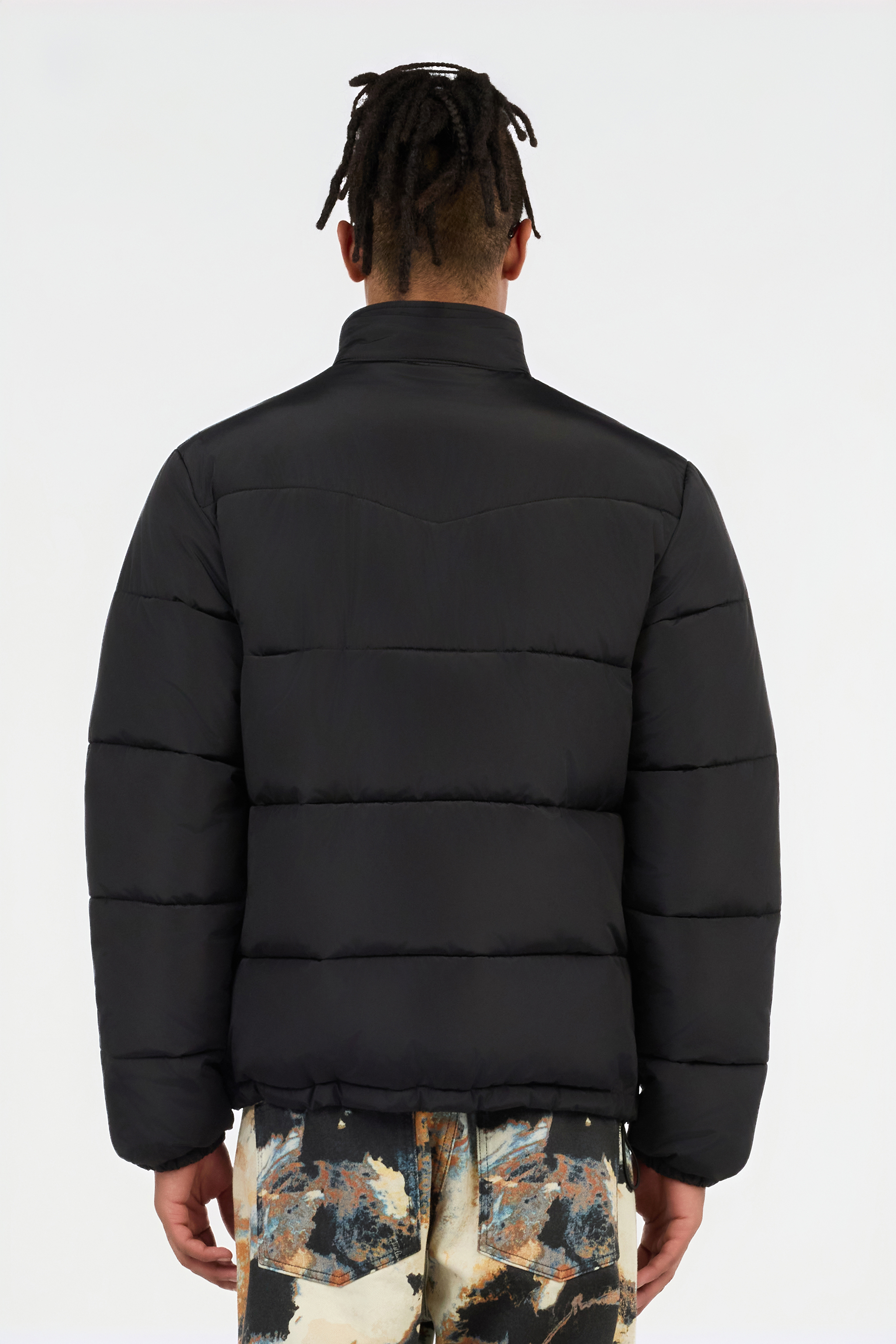Roberto Cavalli Black Puffer Jacket With Monogram Jc In Blue