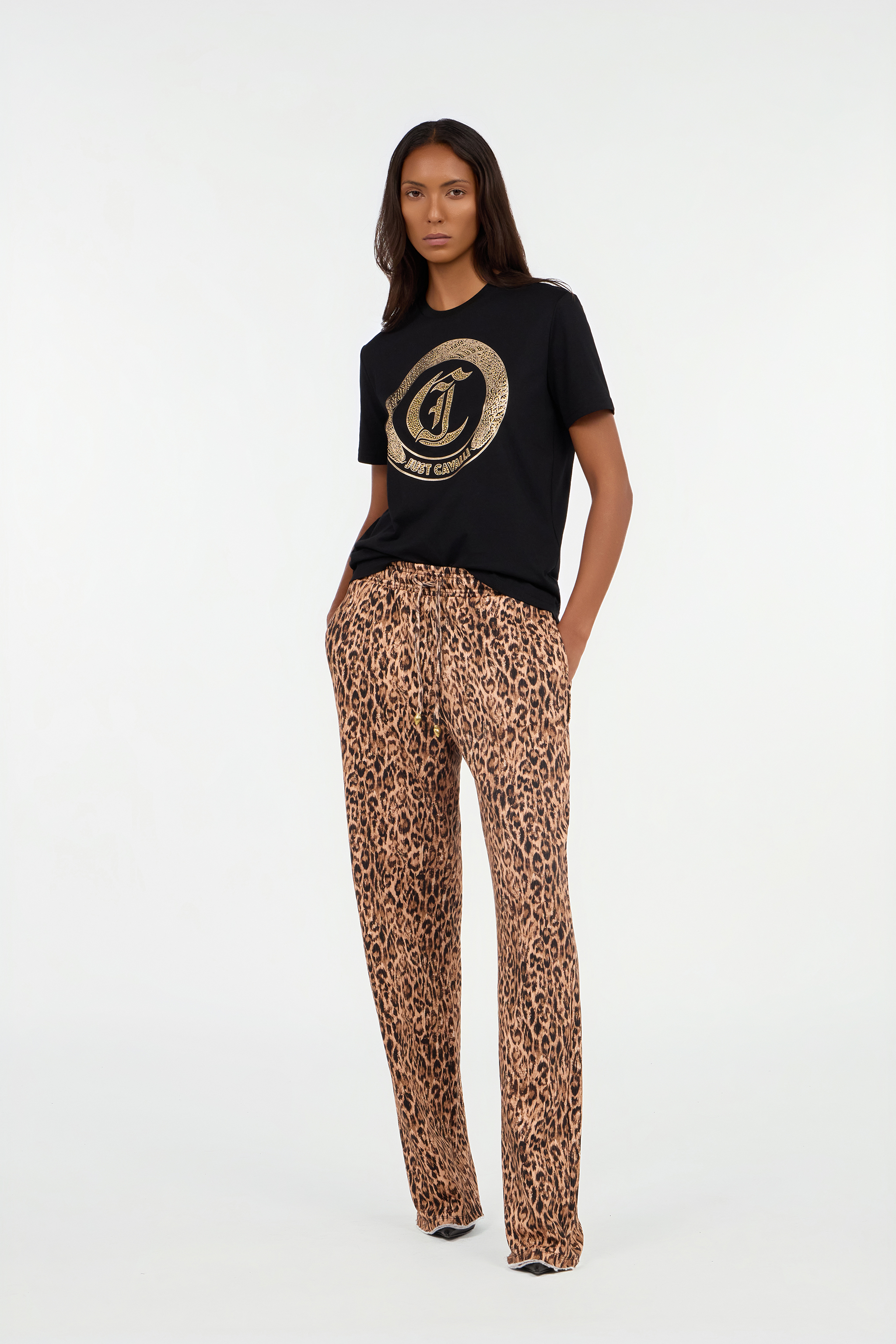 Roberto Cavalli Black T-shirt In Multi
