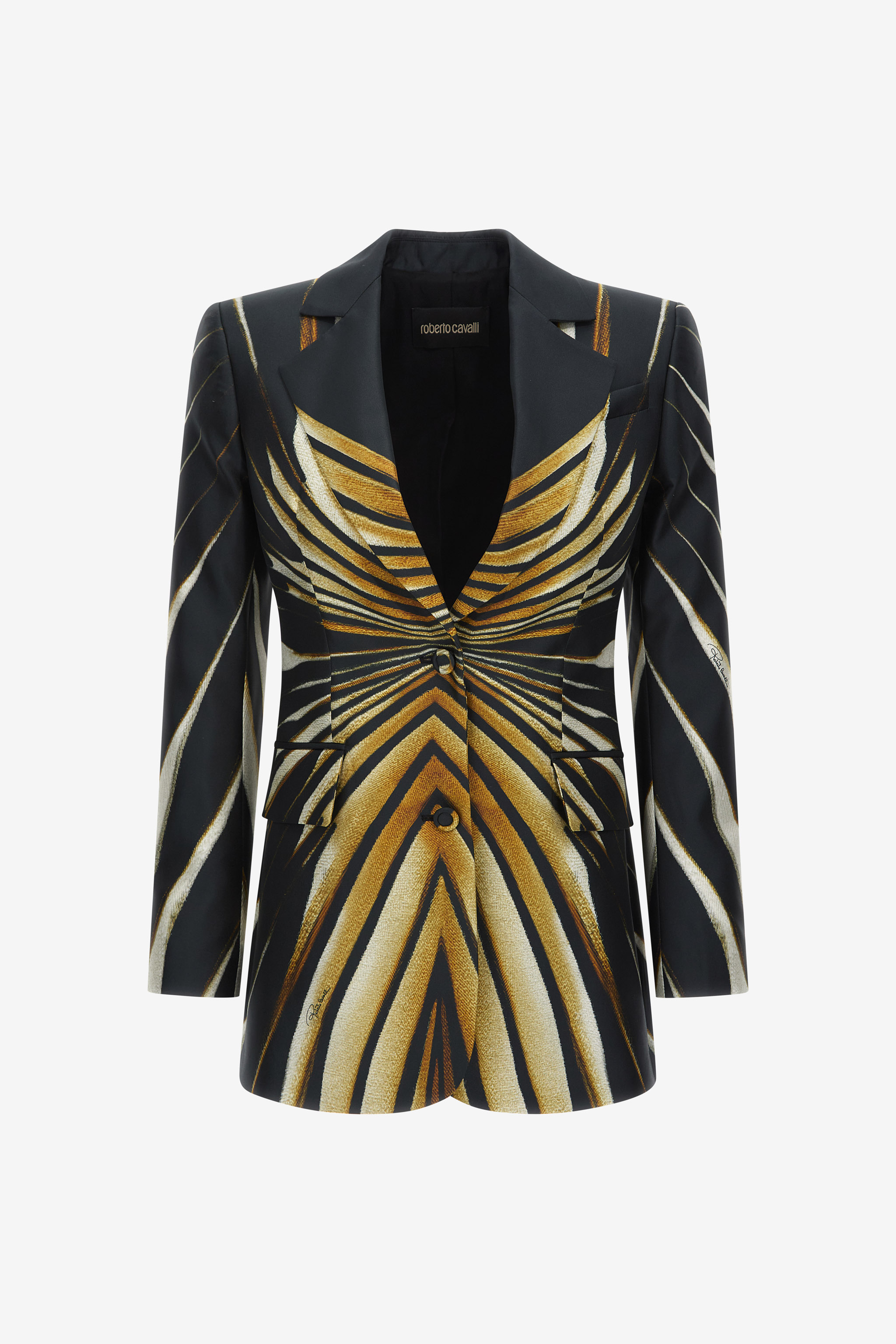 Roberto Cavalli Women's Gold Ray Of Print Silk Jacket - Blazers