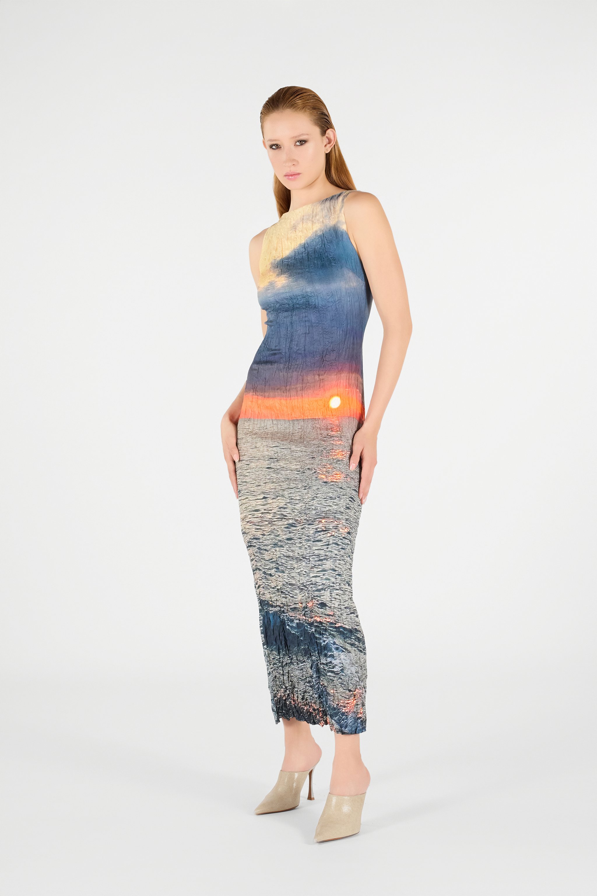 ROBERTO CAVALLI LANGES KLEID MIT SUNRISE-PRINT