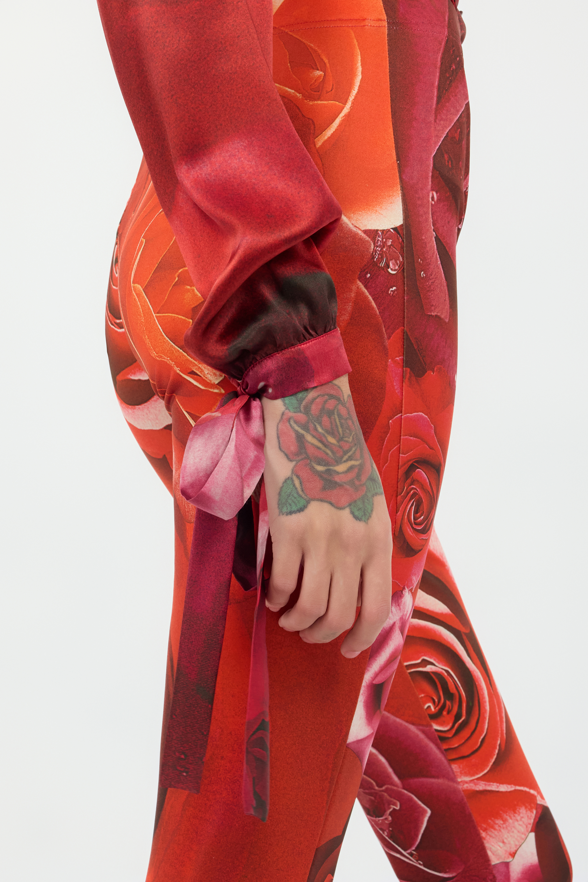 Bodysuit Shirt With Garden Rose Print