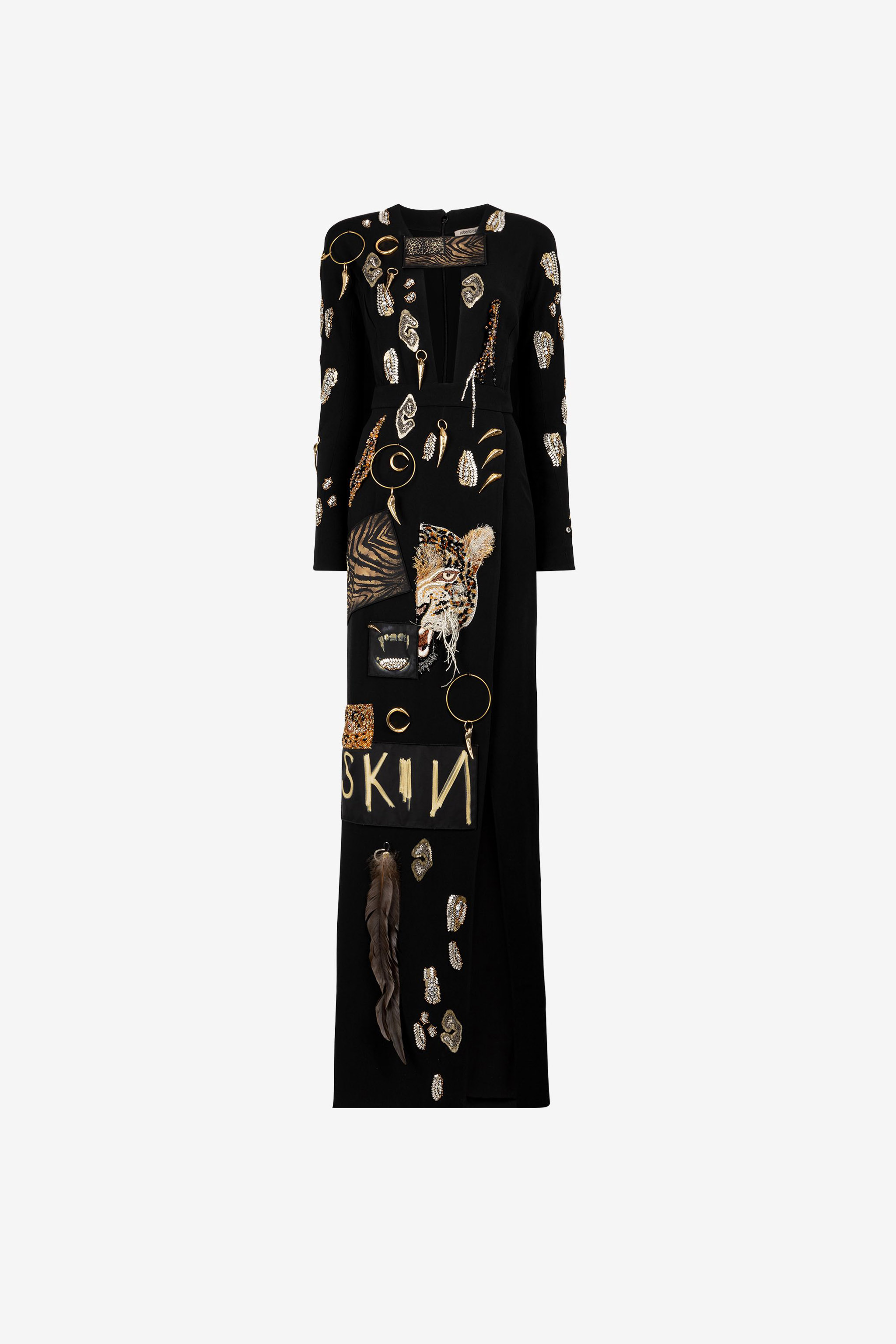 ROBERTO CAVALLI MAXIKLEID MIT KRISTALLVERZIERUNGEN