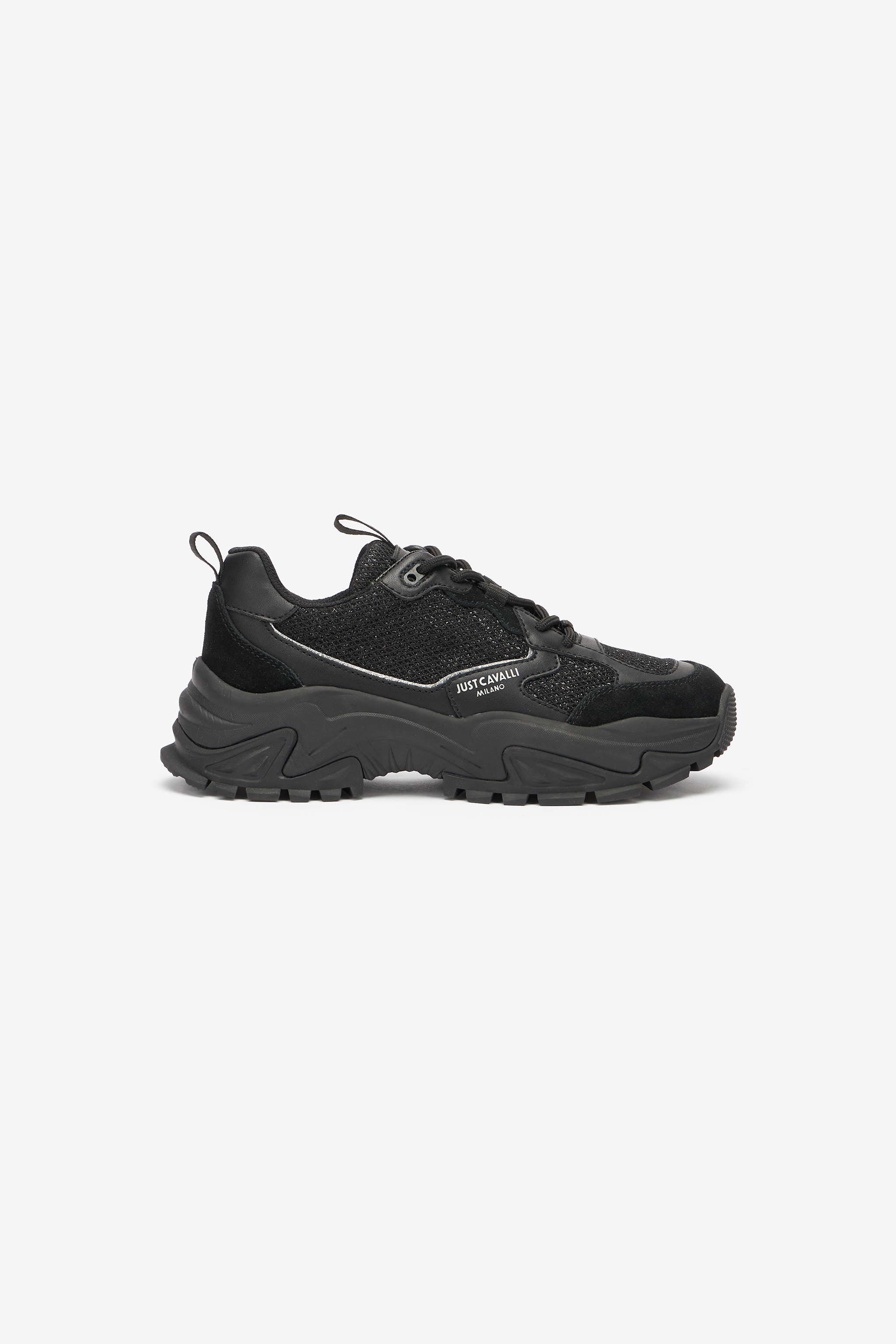 Roberto Cavalli Chunky Sole Sneakers With Tread In Black