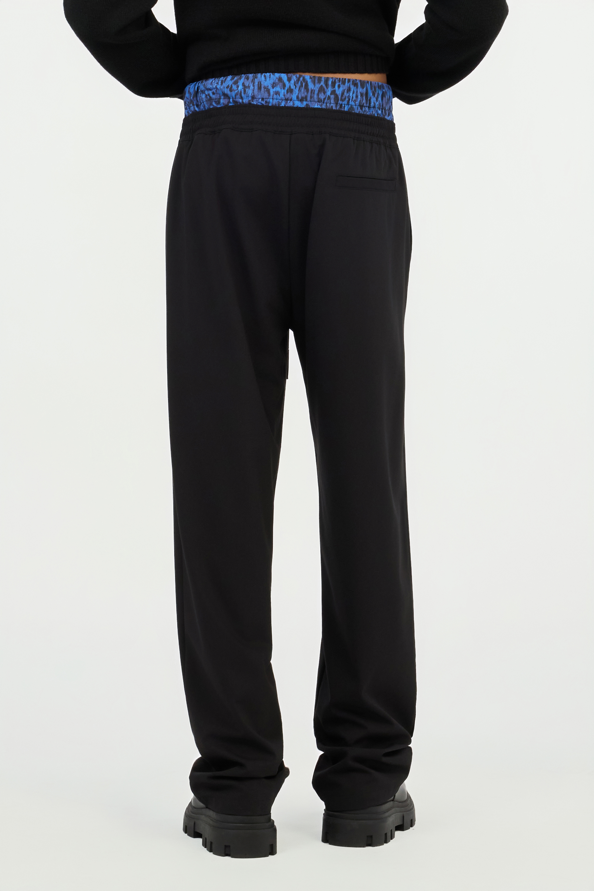 Black Trousers With Printed Waistband