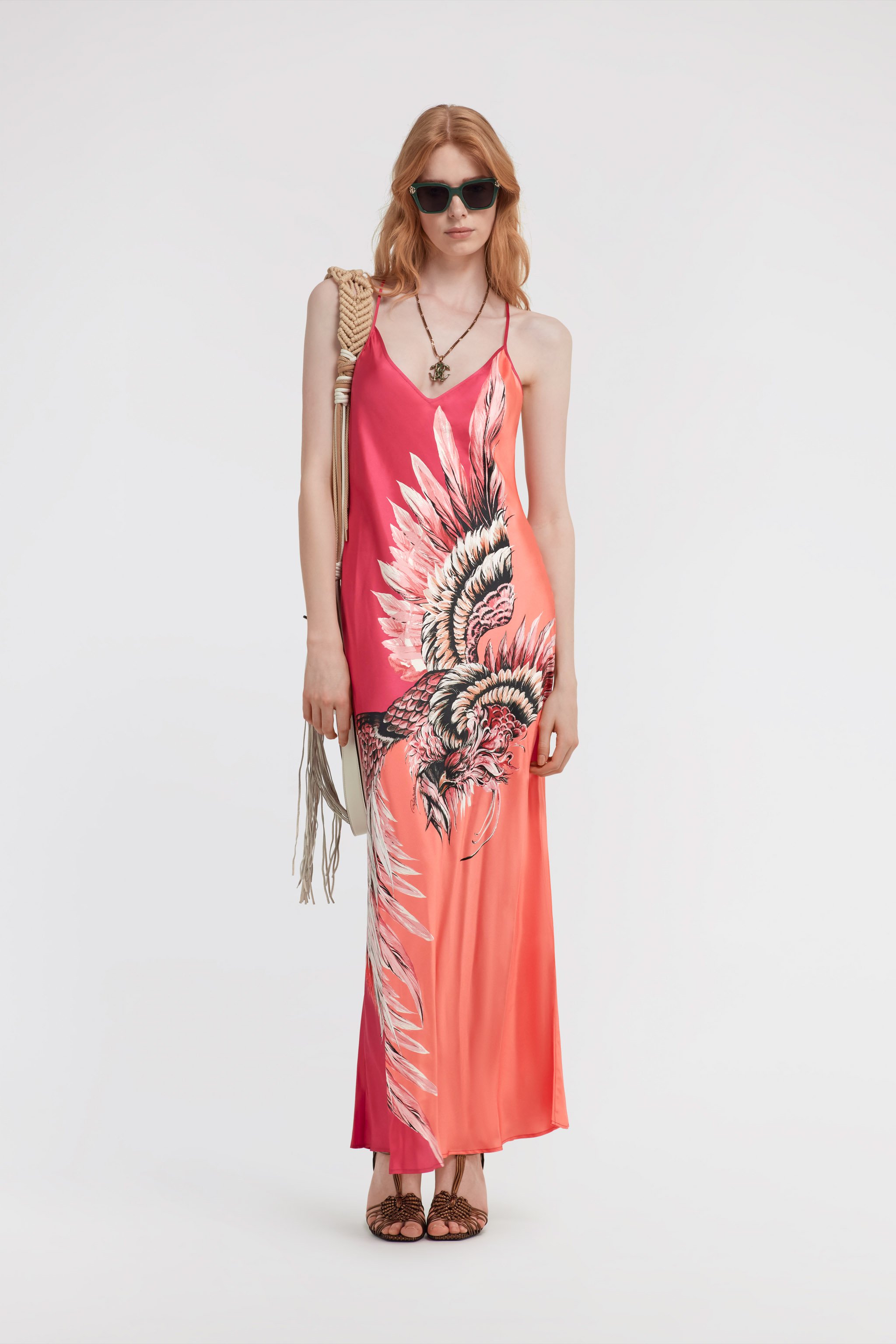 ROBERTO CAVALLI MAXIKLEID MIT BIRD PATCHWORK-PRINT 