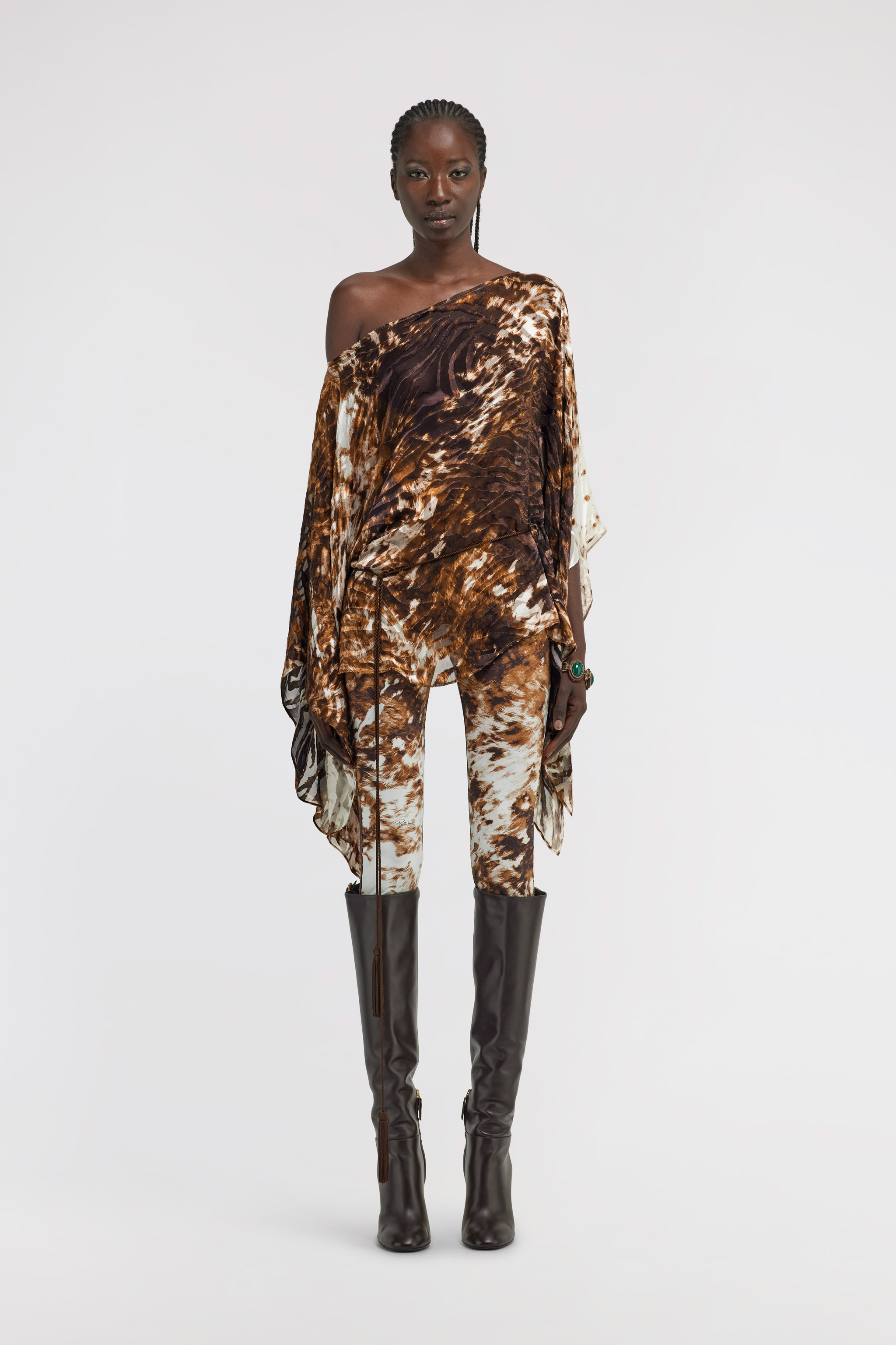 Roberto Cavalli Appaloosa Print Kaftan In Brown