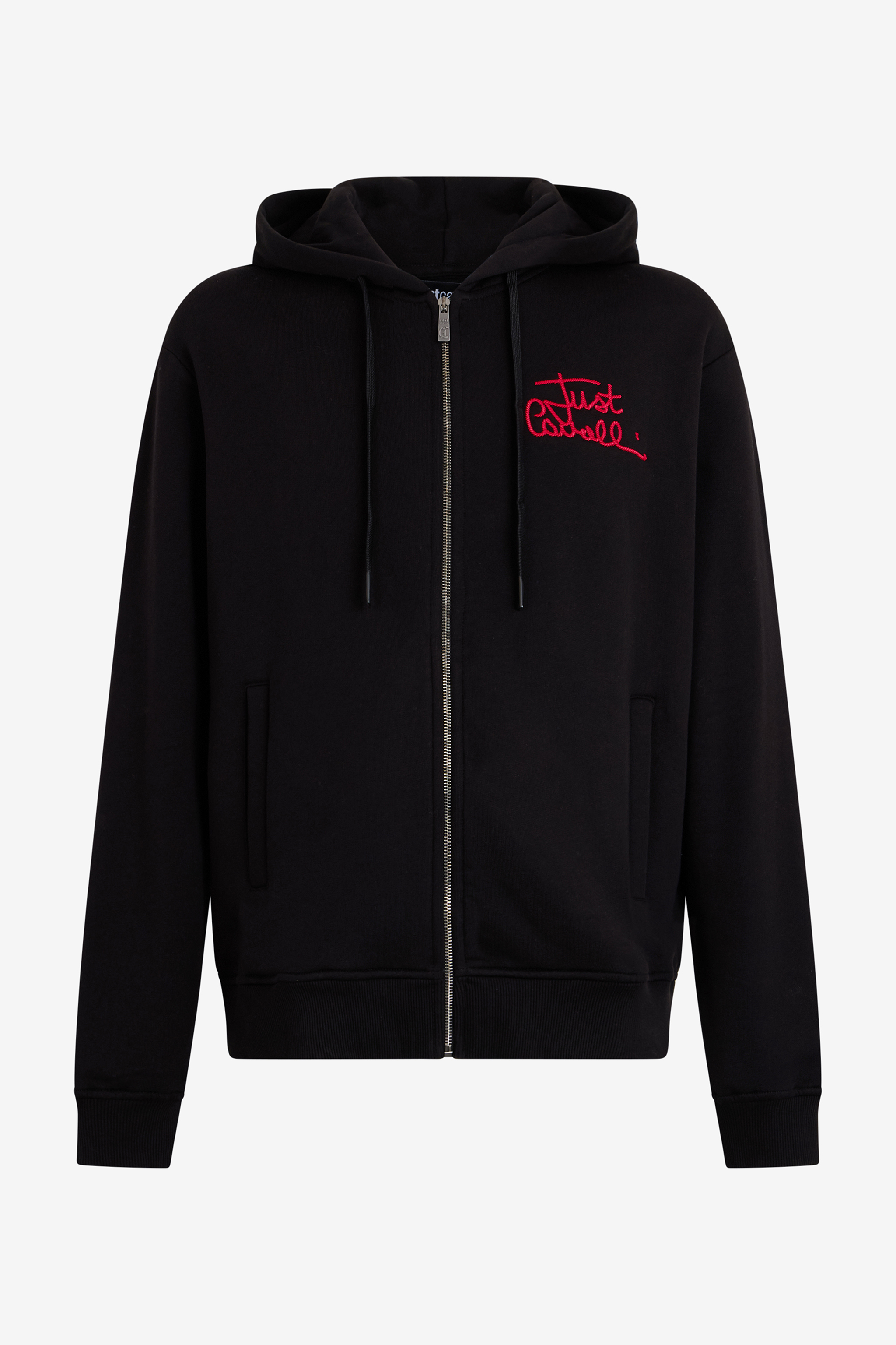 Roberto Cavalli Men's Black Hoodie With Embroidered Logo - Sweatshirts