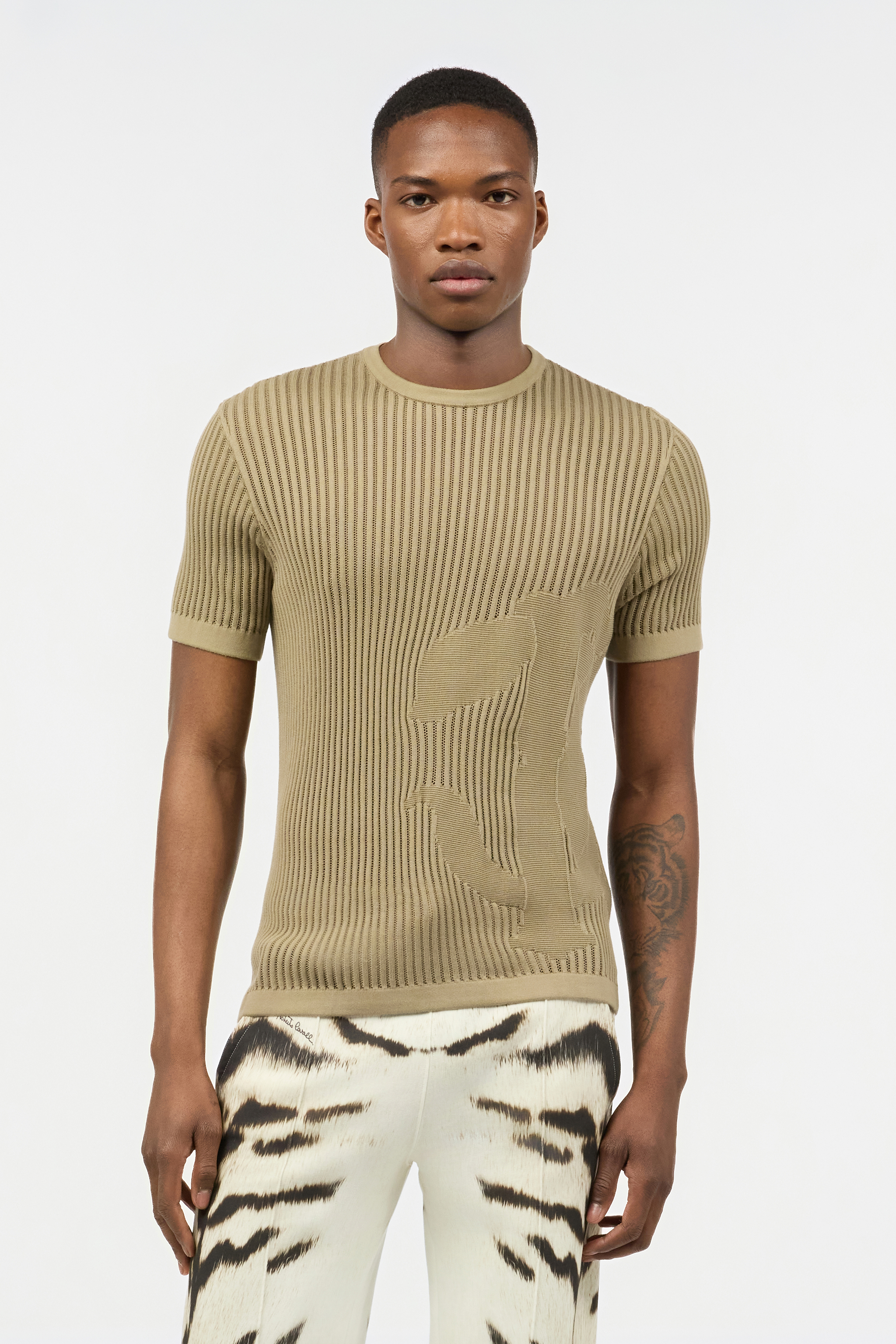 Roberto Cavalli Openwork Knit T-shirt In Light Brown