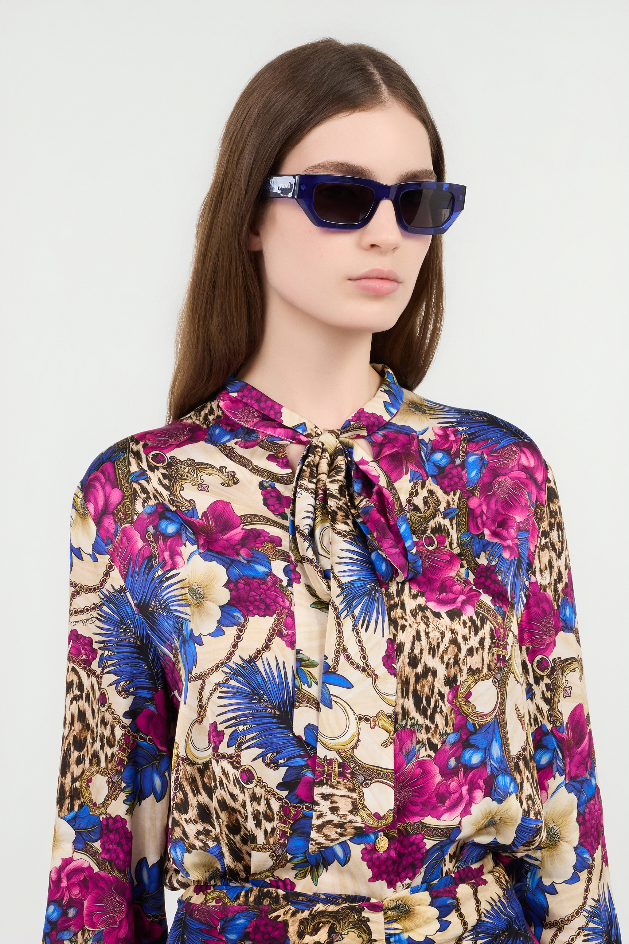  Roberto Cavalli Rectangular Frame -  Sunglasses Shiny Transp.blue Unica 