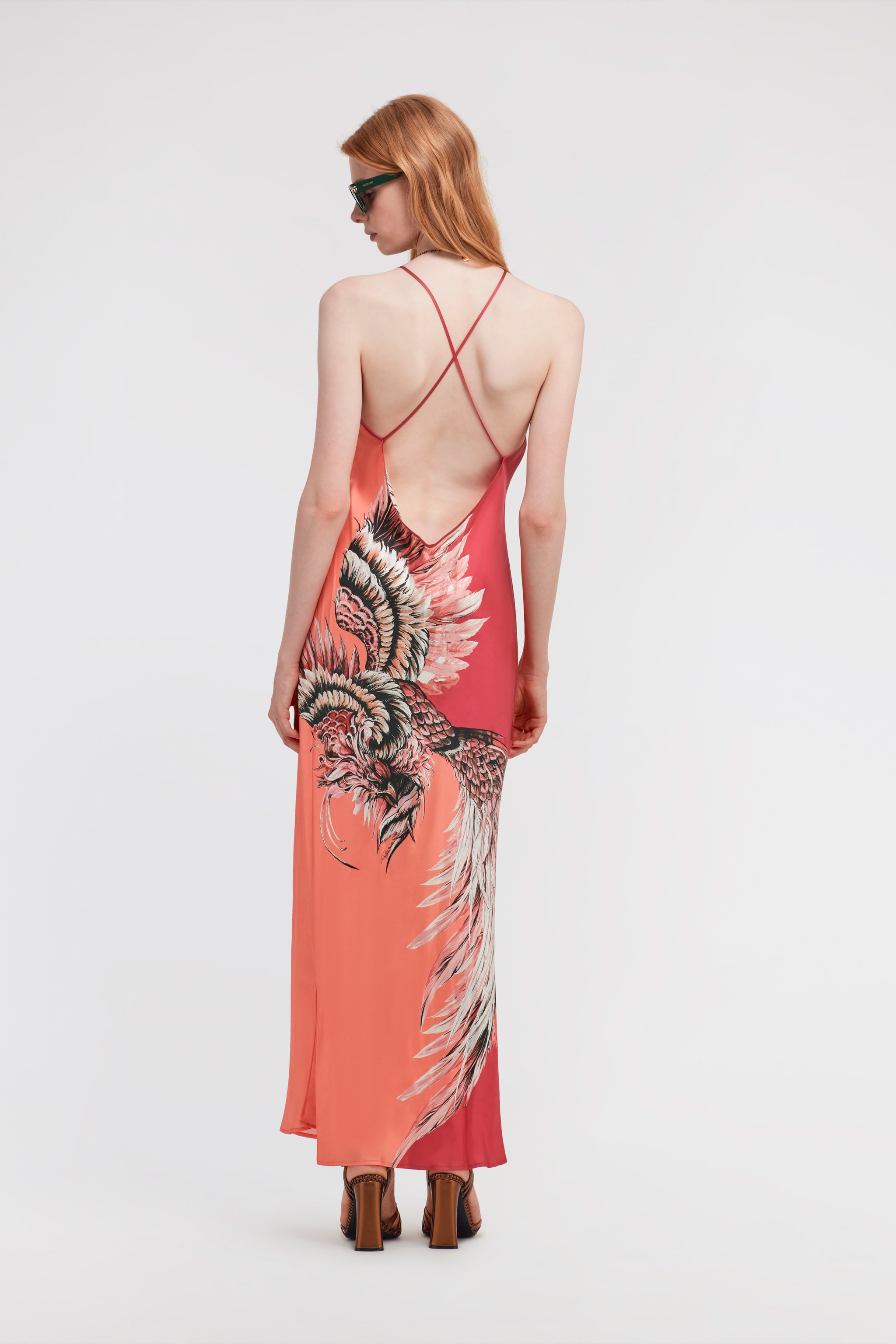 ROBERTO CAVALLI MAXIKLEID MIT BIRD PATCHWORK-PRINT 