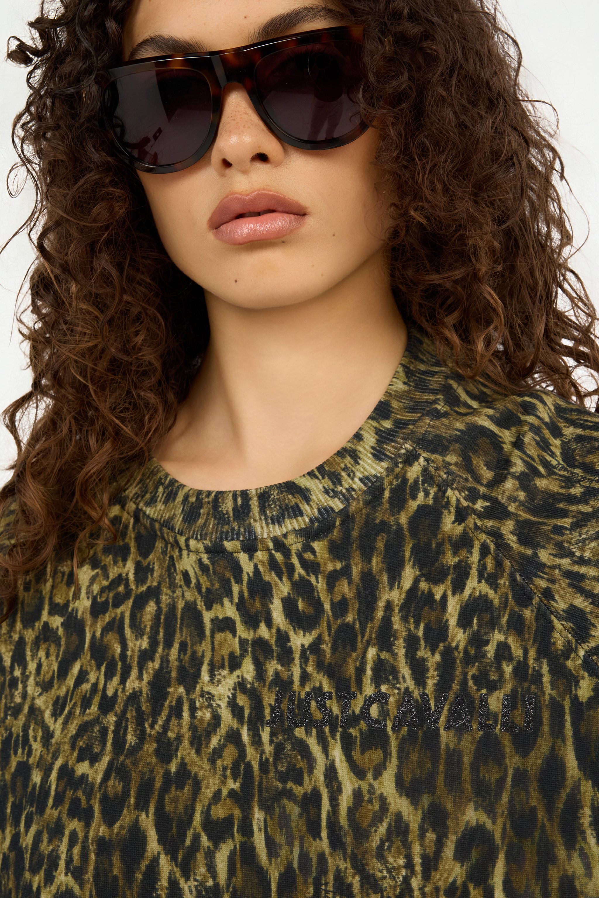 Roberto Cavalli Leopard Print Sweatshirt In Green