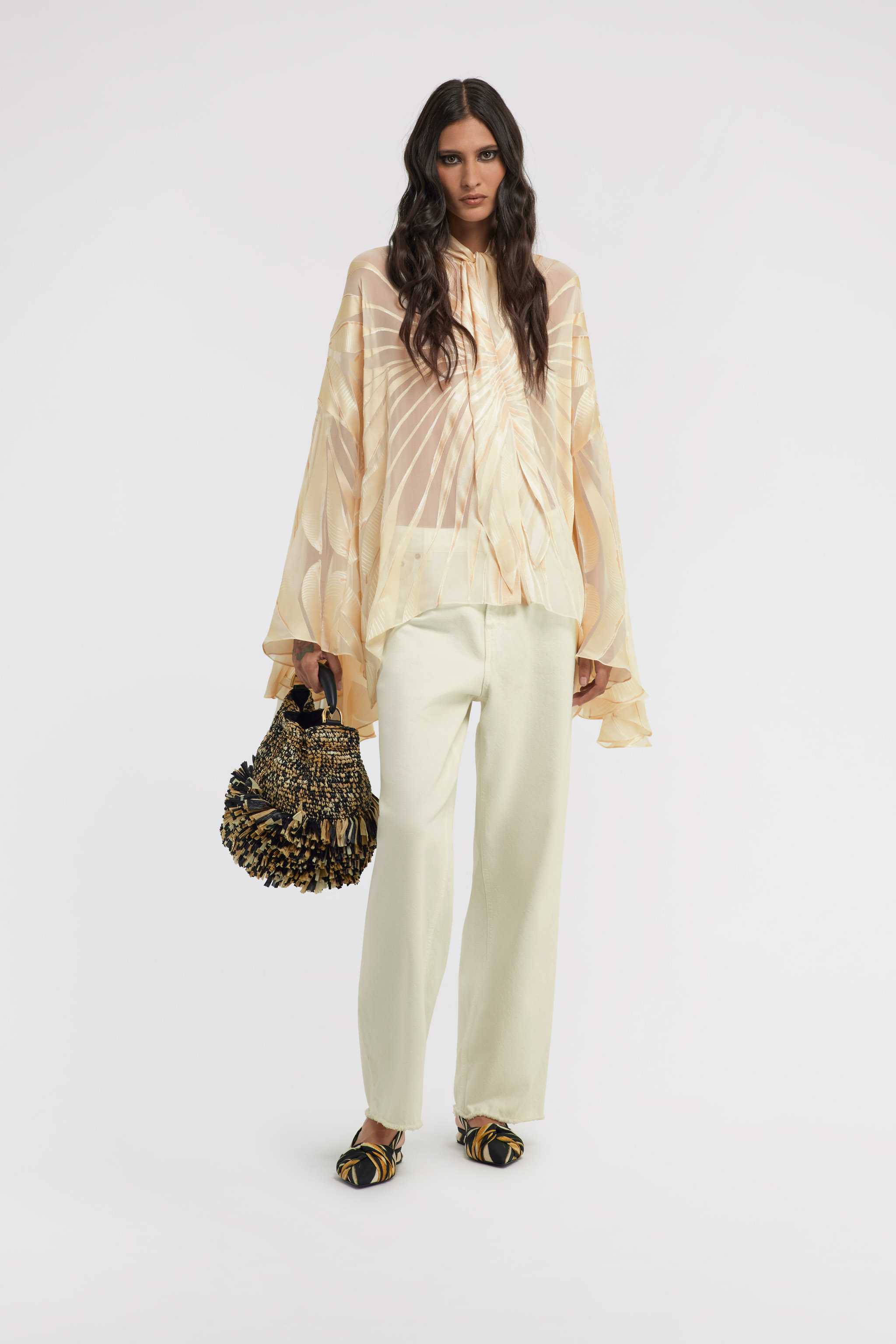 Roberto Cavalli Wide Leg Jeans In Ivory