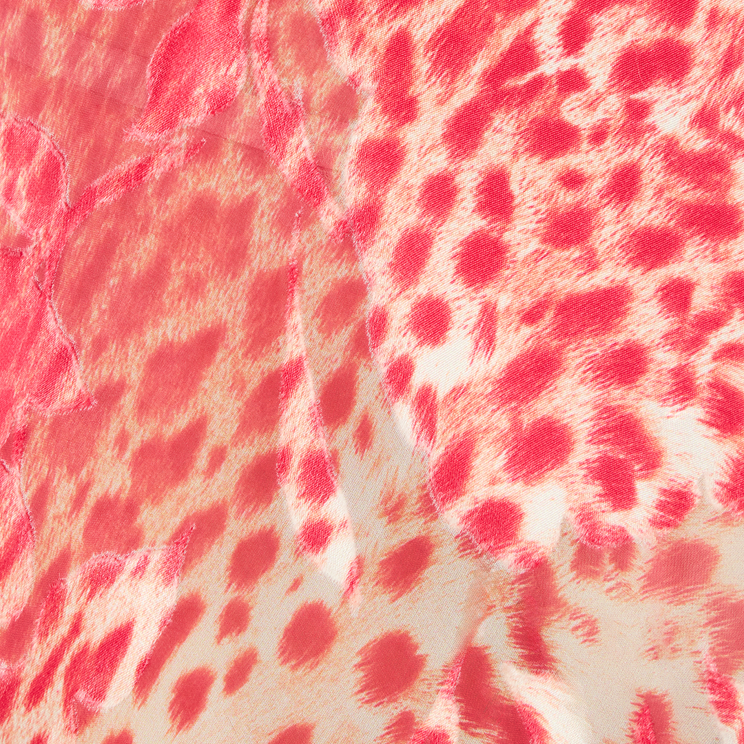 Roberto Cavalli Long Dress With Jaguar Skin Print In Red