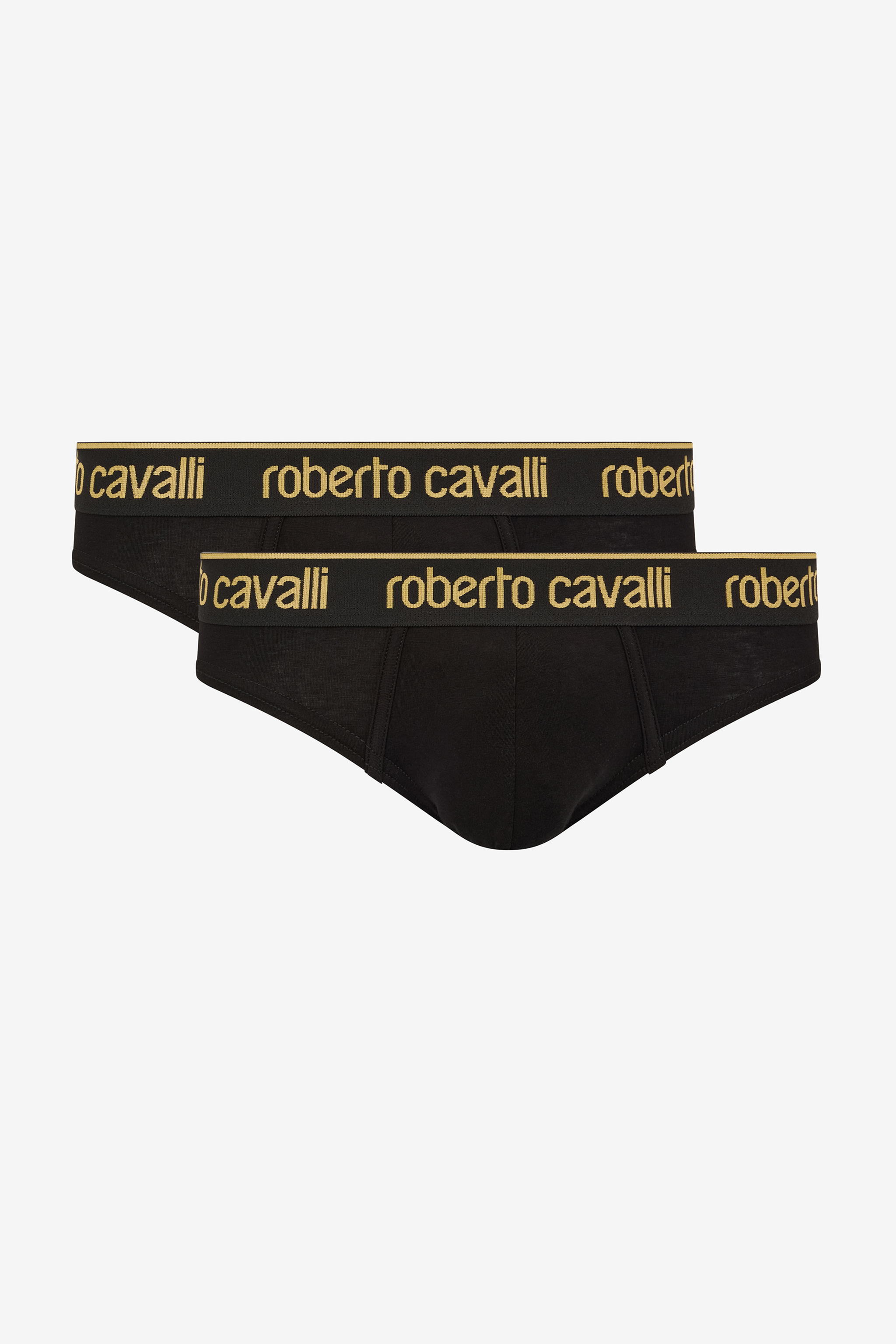 Roberto Cavalli Men's Black Set Of Two Briefs With Logo Band - Underwear