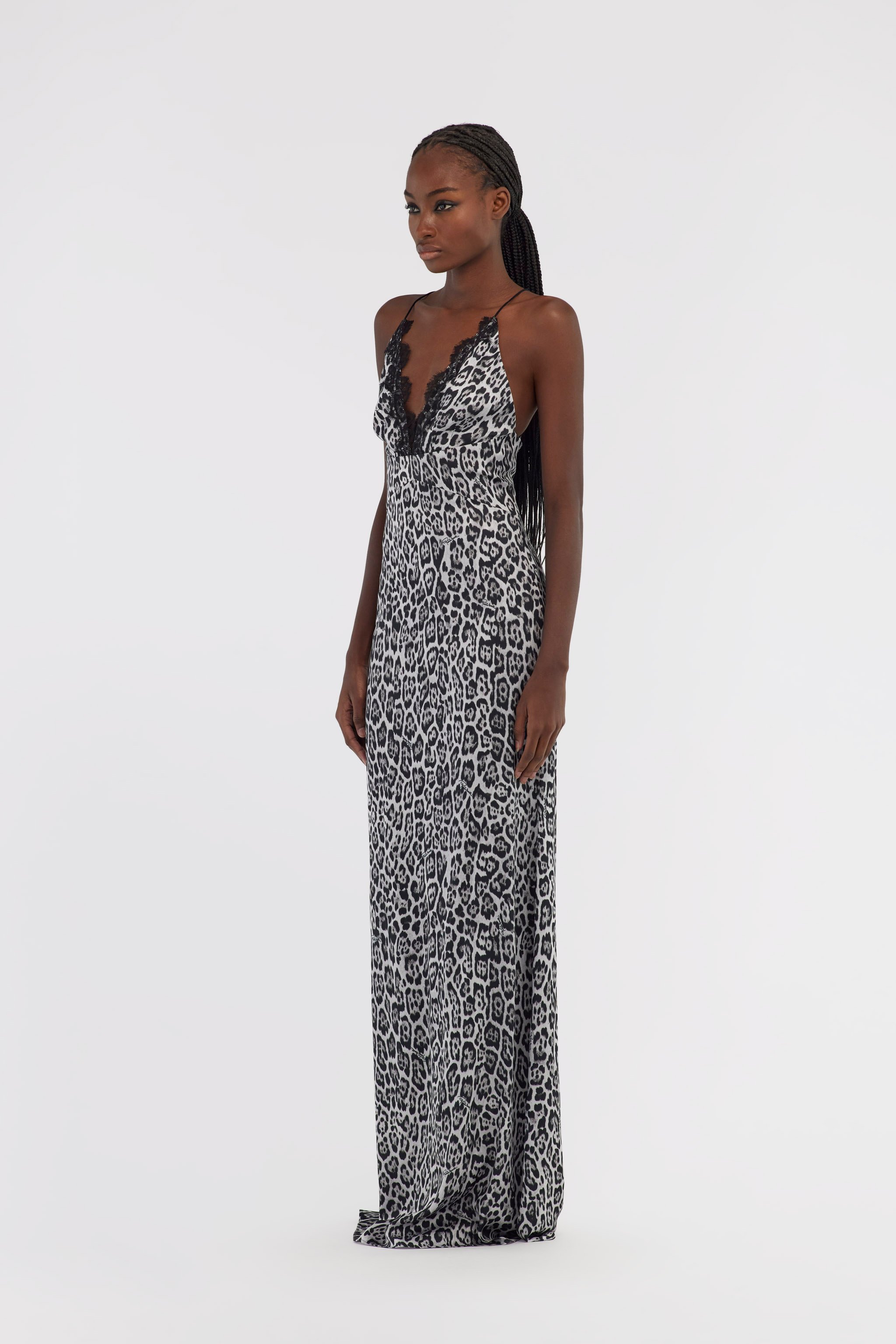 Roberto Cavalli Slip Dress With Leopard Print