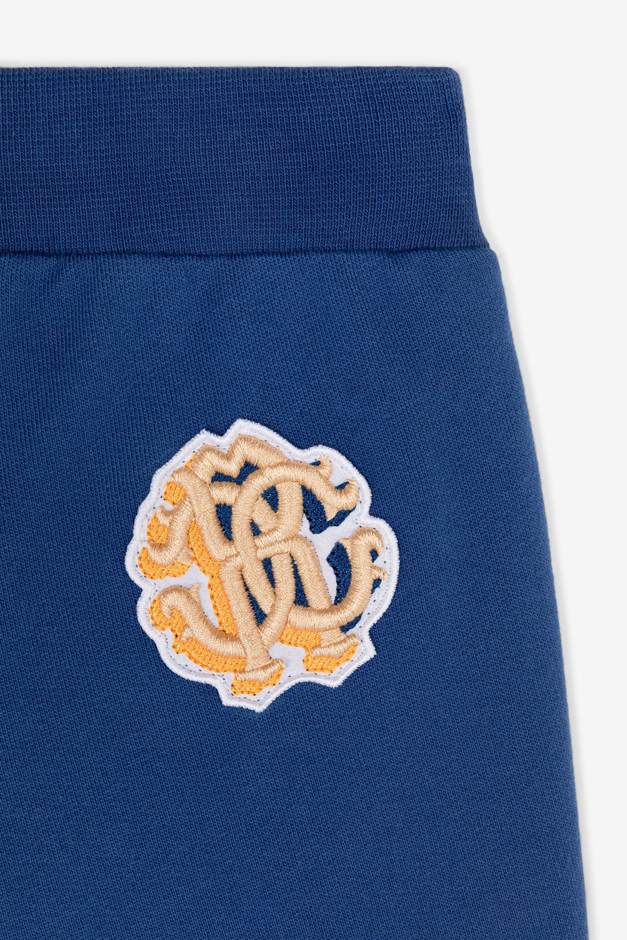 Roberto Cavalli Rc Monogram-print Cotton Shorts In Blue