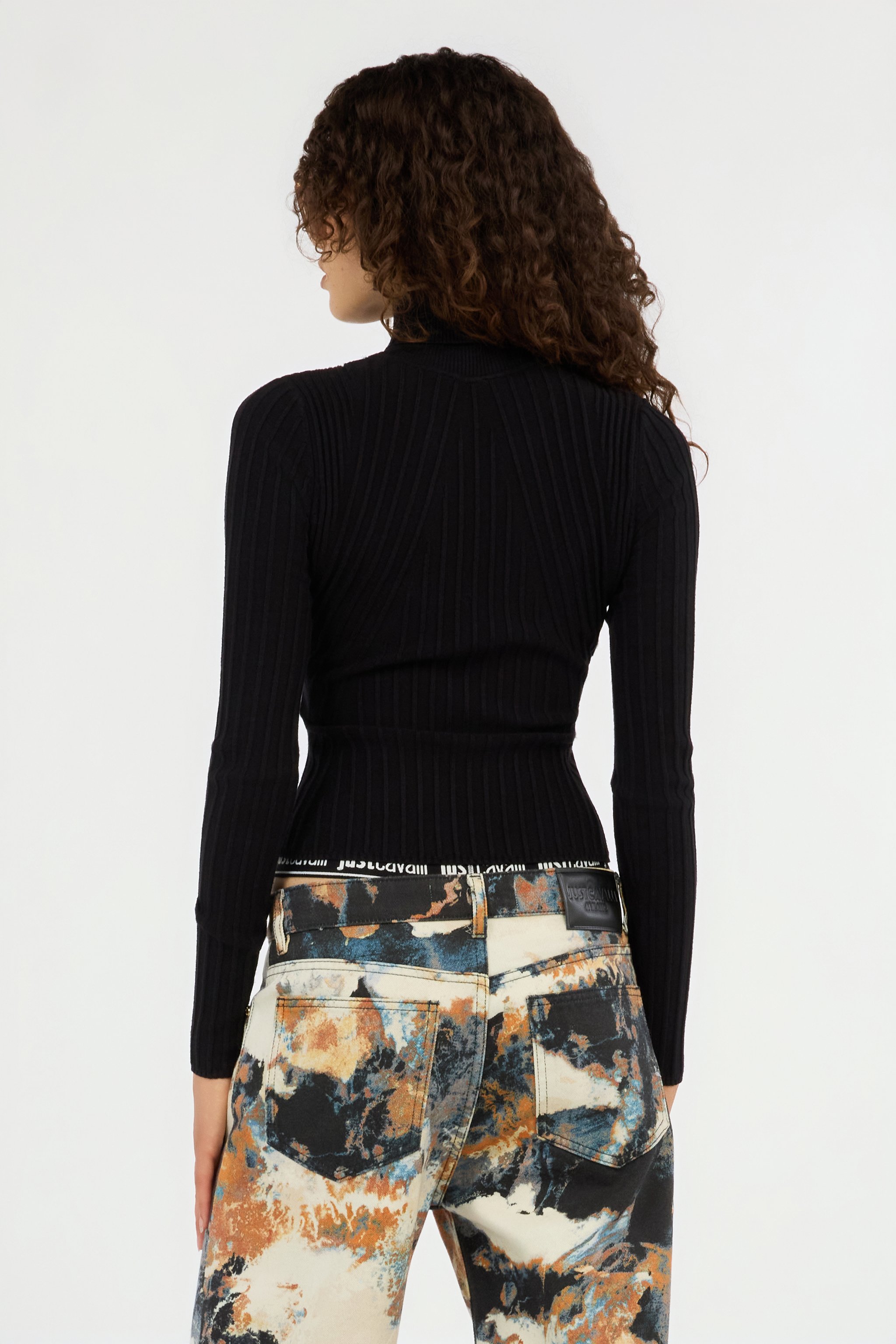 Roberto Cavalli Black Cut-out Turtleneck Sweater In Black