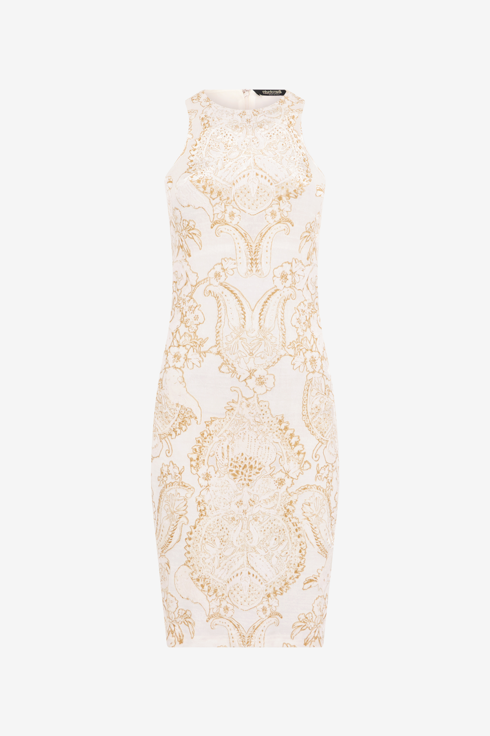 Roberto Cavalli Ornamental White Print Dress