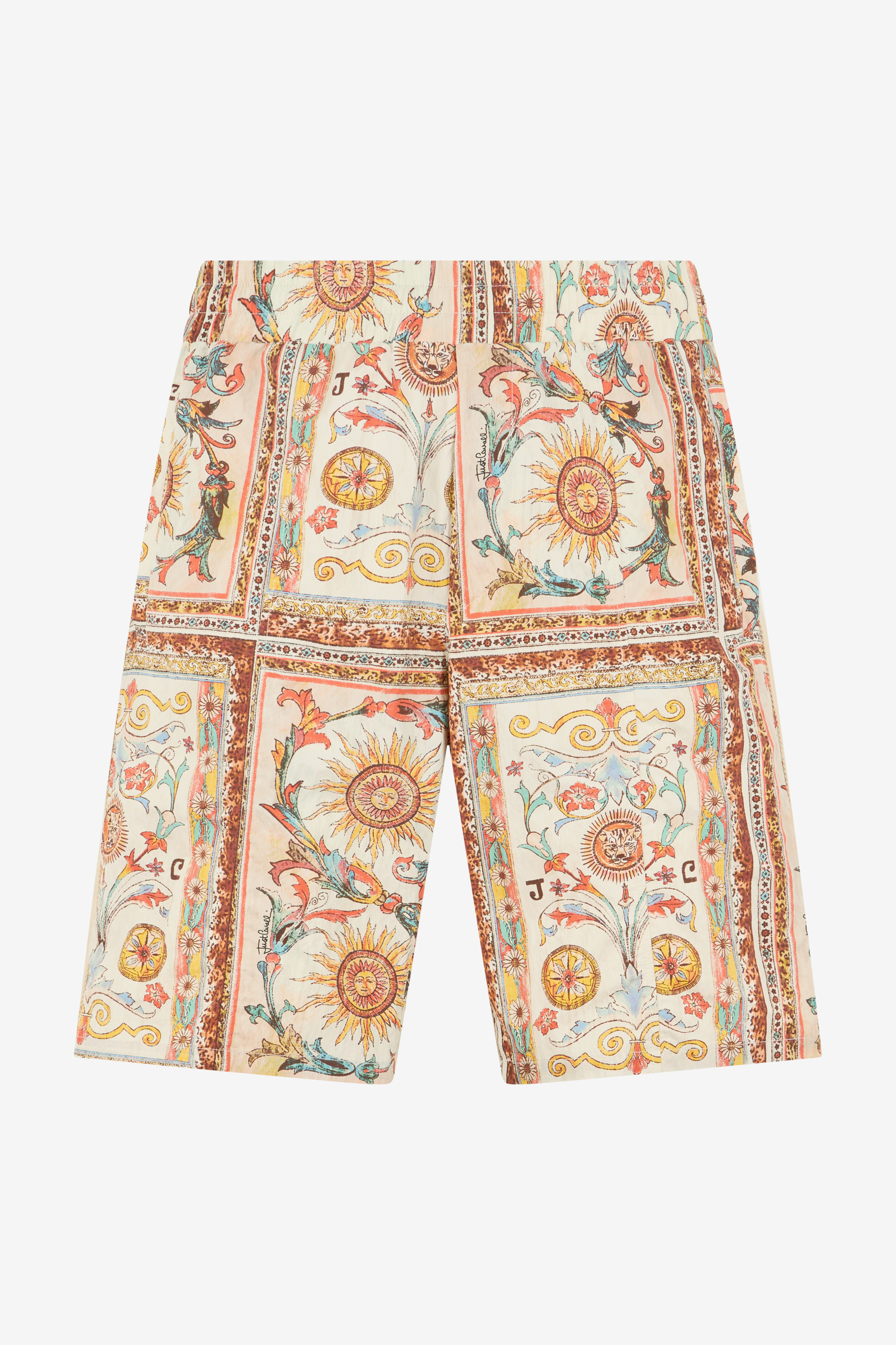 Roberto Cavalli Men's Beige Persian Tarot Print Shorts - Pants & Shorts 744 + 217 Azzu