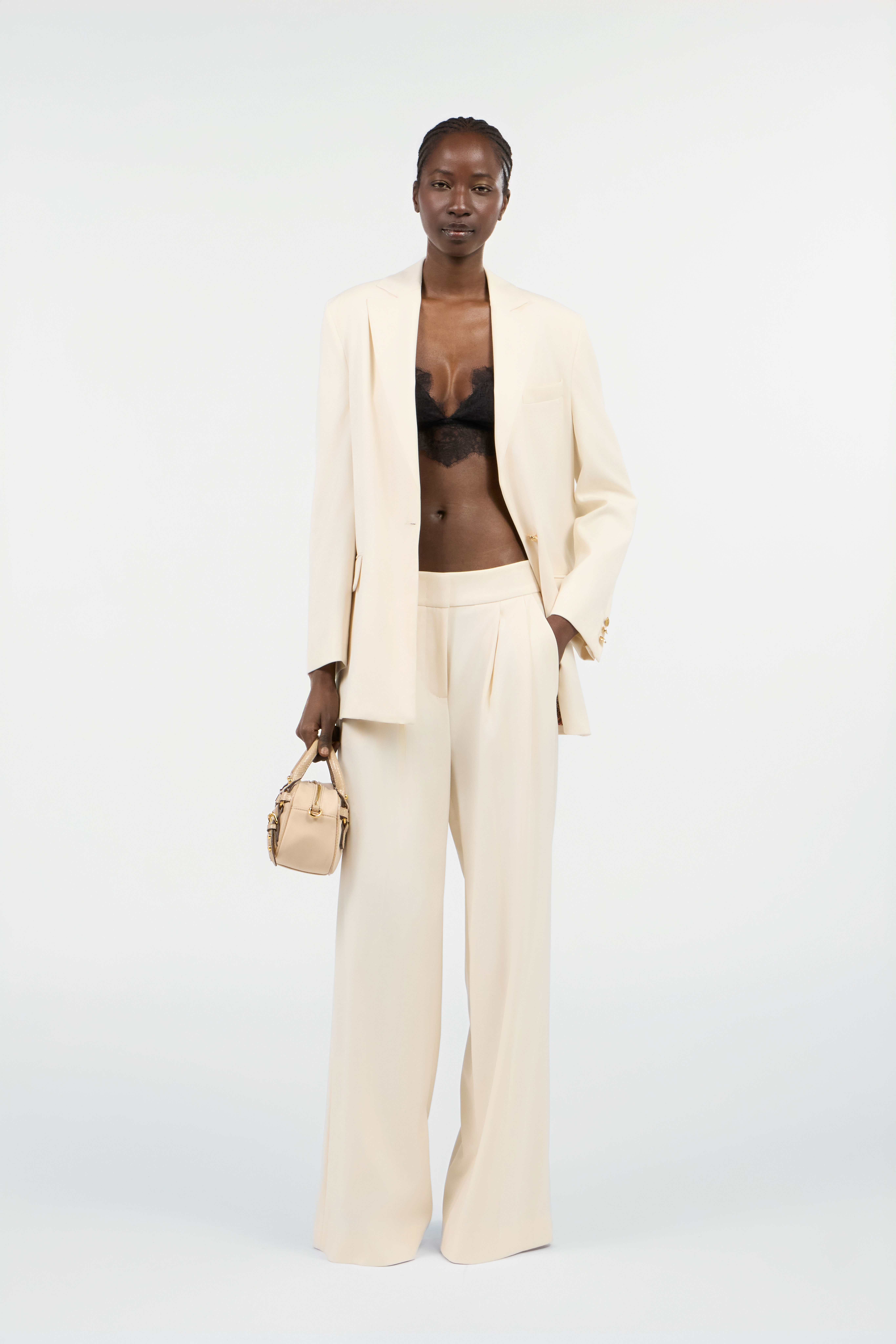 Roberto Cavalli Cream Wide-leg Trousers With Cut-out In White