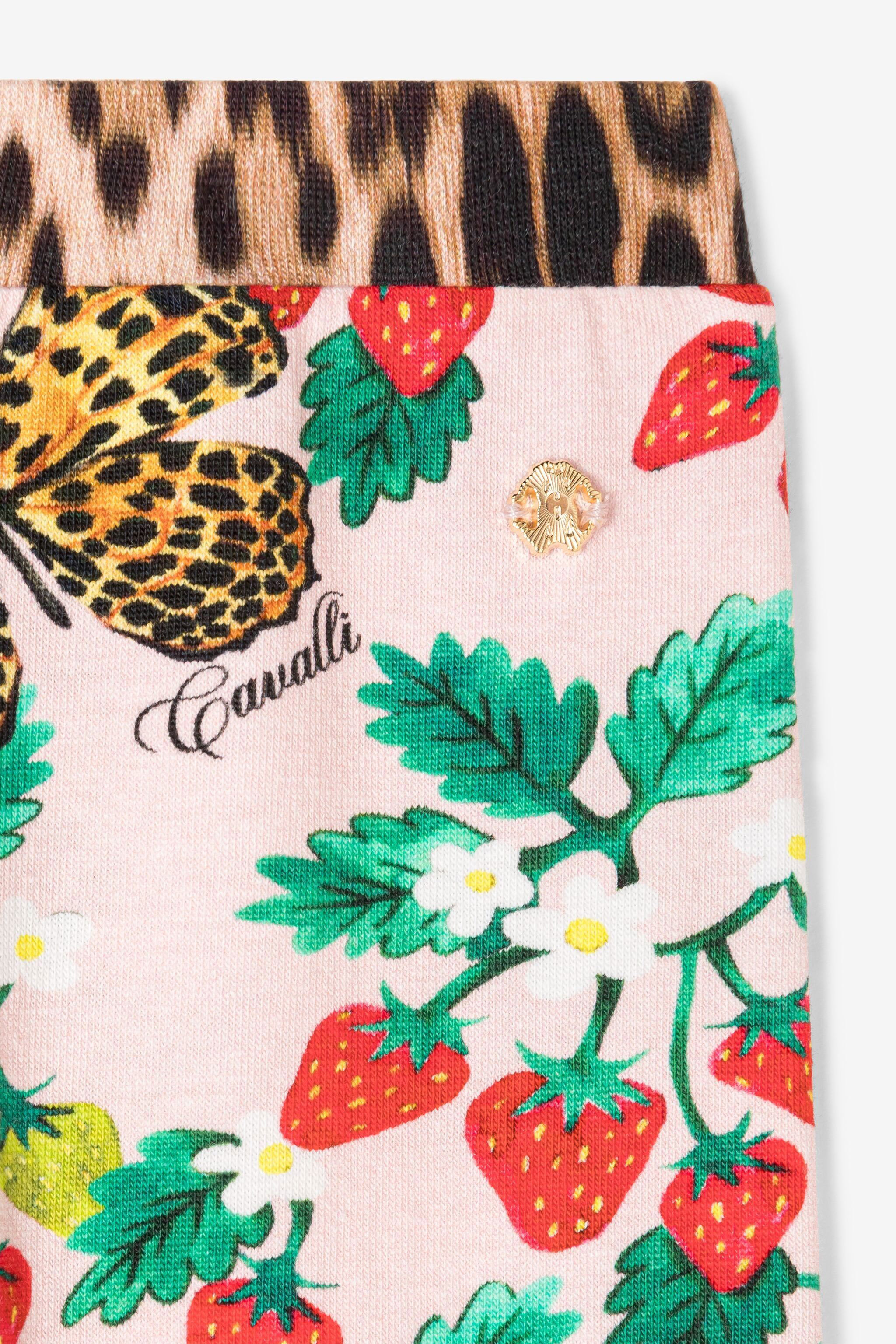 Roberto Cavalli Butterfly And Strawberry-print Leggings In Pink