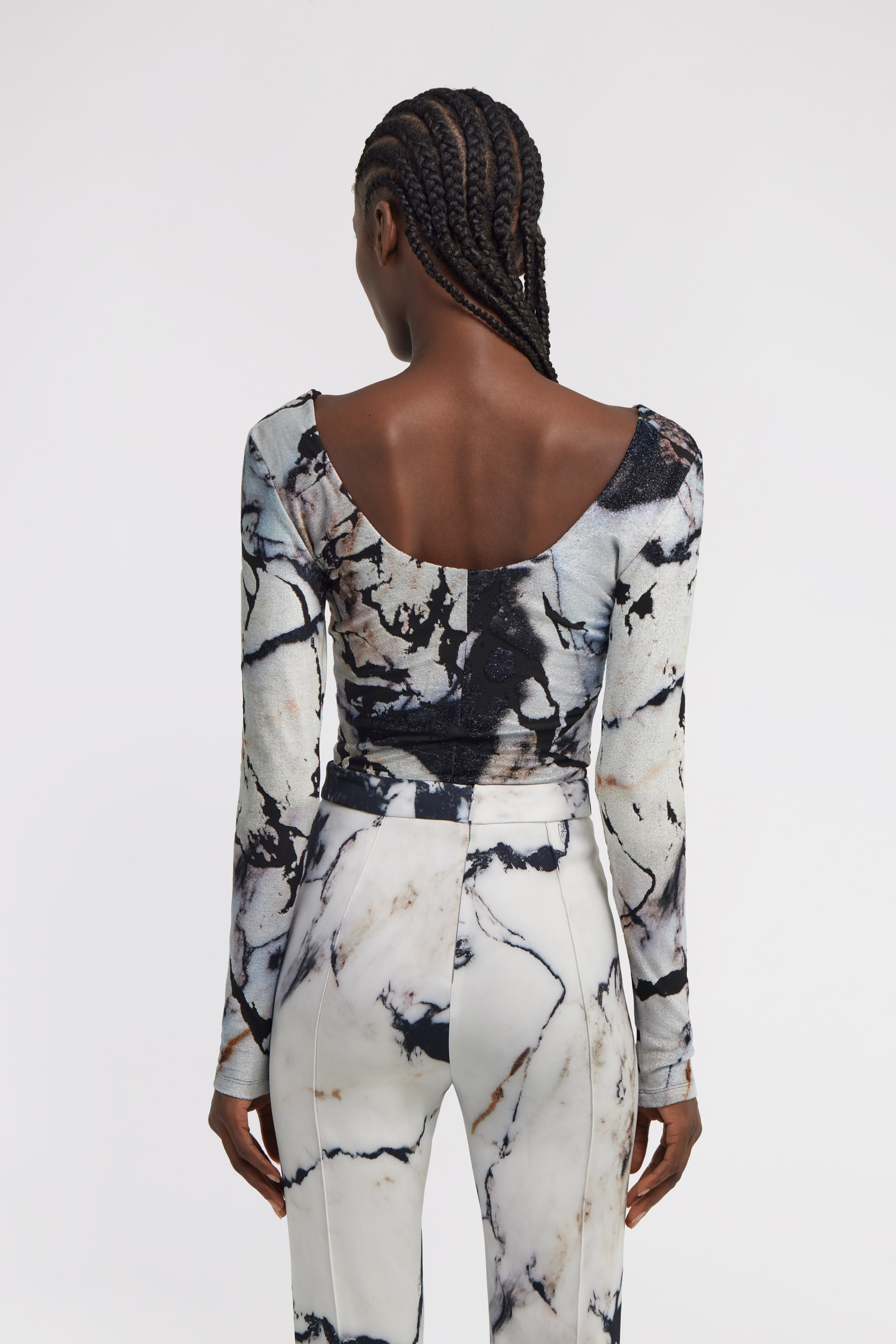 Roberto Cavalli Marble Print Body In Black/white