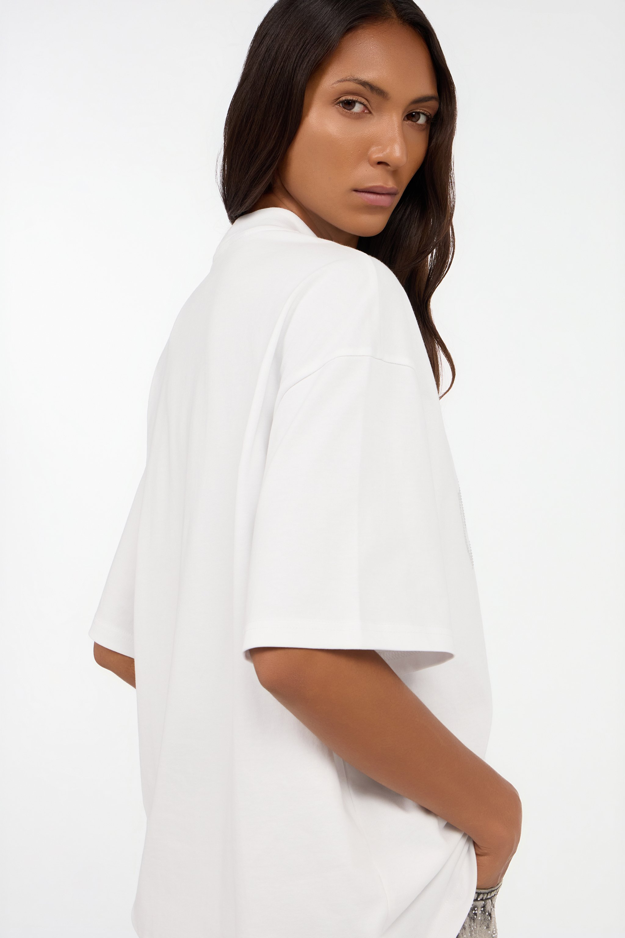 Roberto Cavalli White T-shirt With Perforated Logo In White