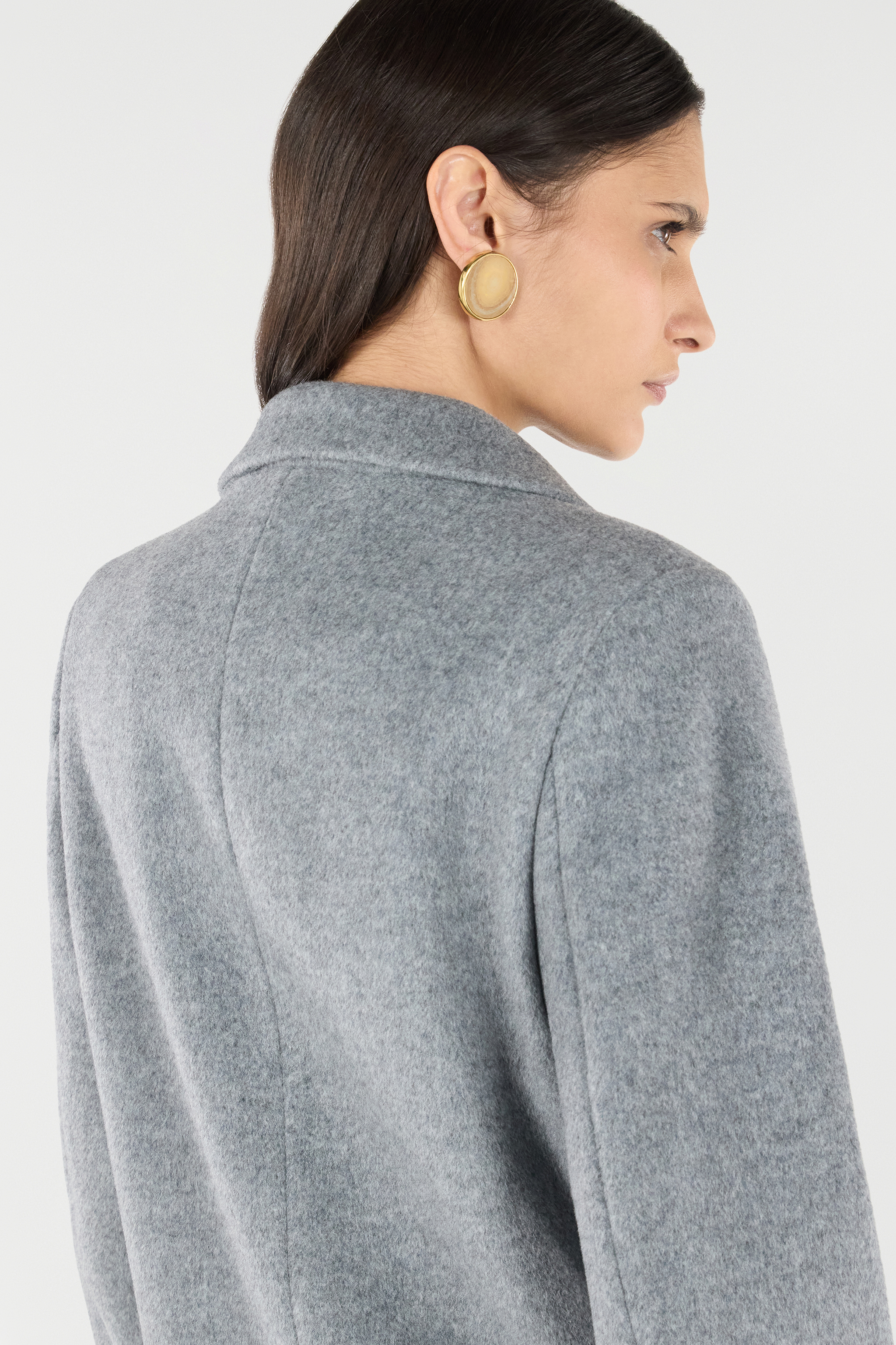 Roberto Cavalli Double-breasted Long Coat In Grey Melange