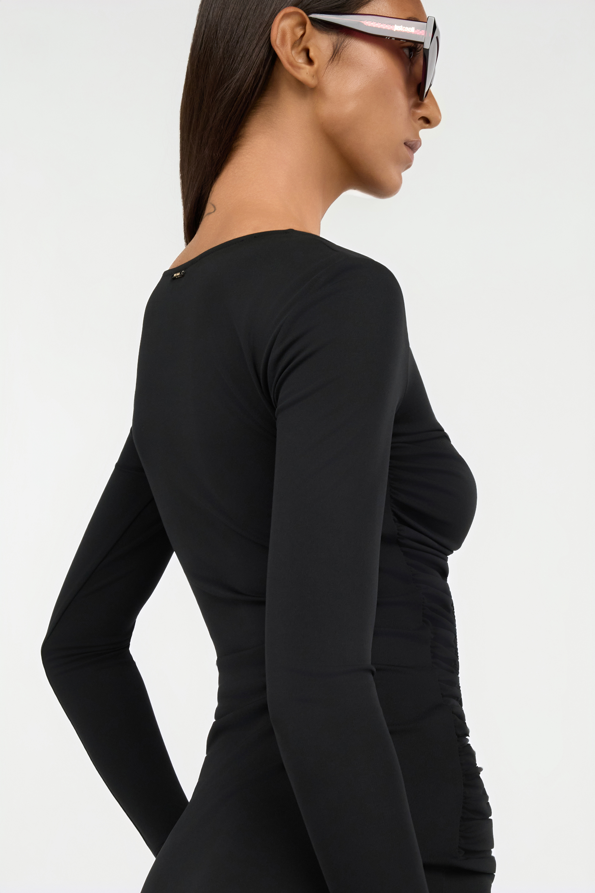 Black Ruched Midi Dress
