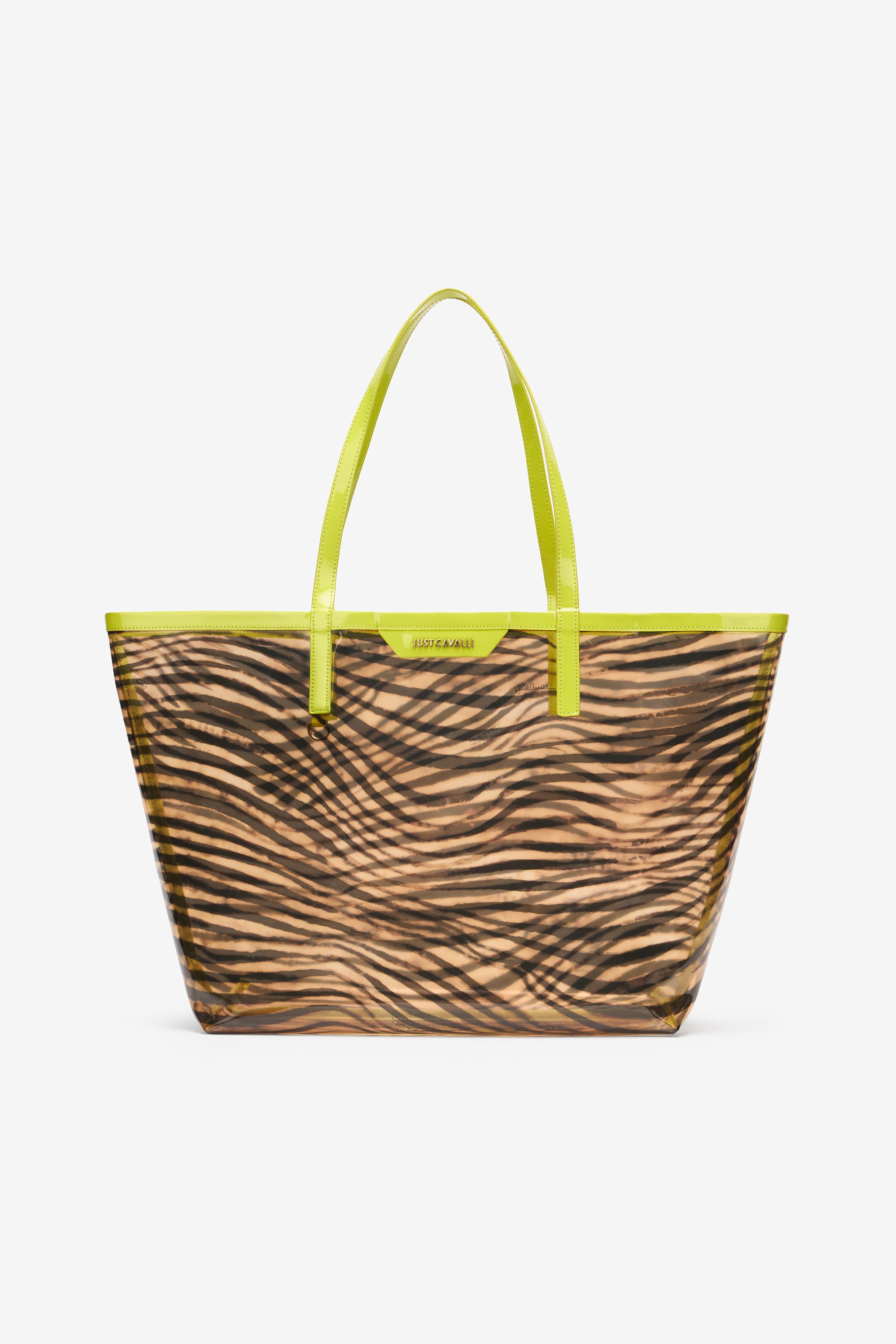 Roberto Cavalli Animal Print Shopper Bag With Pouch In Light Brown