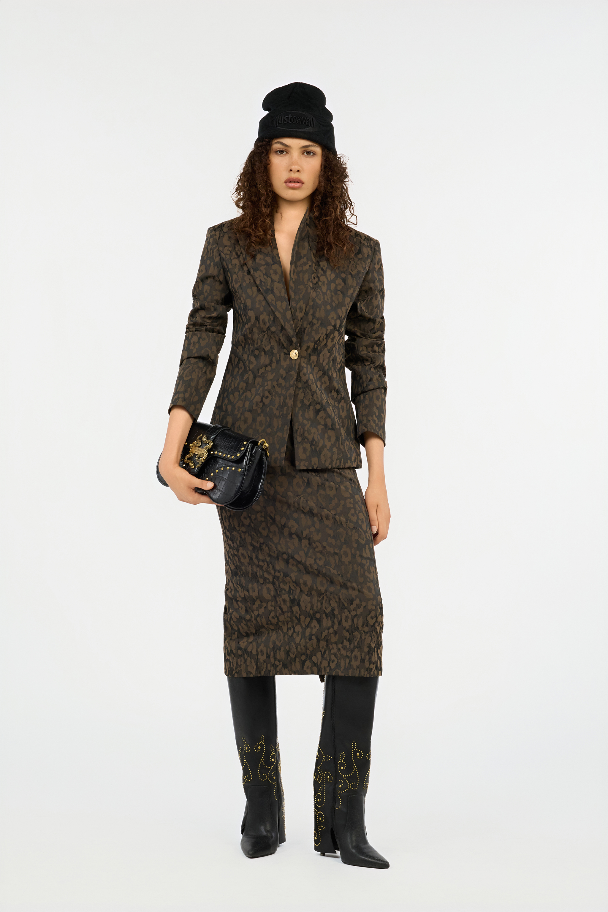 Roberto Cavalli Leopard Print Jacket Blazer In Brown