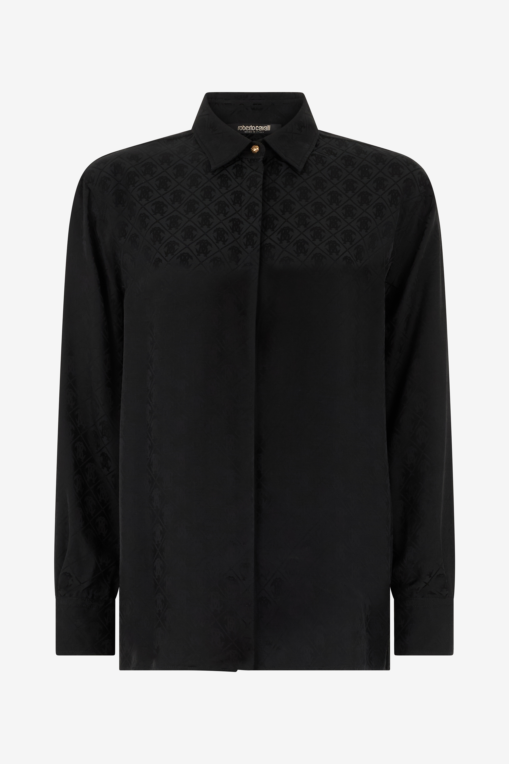 Roberto Cavalli Women's Black Silk Blend Shirt With Monogram Rc