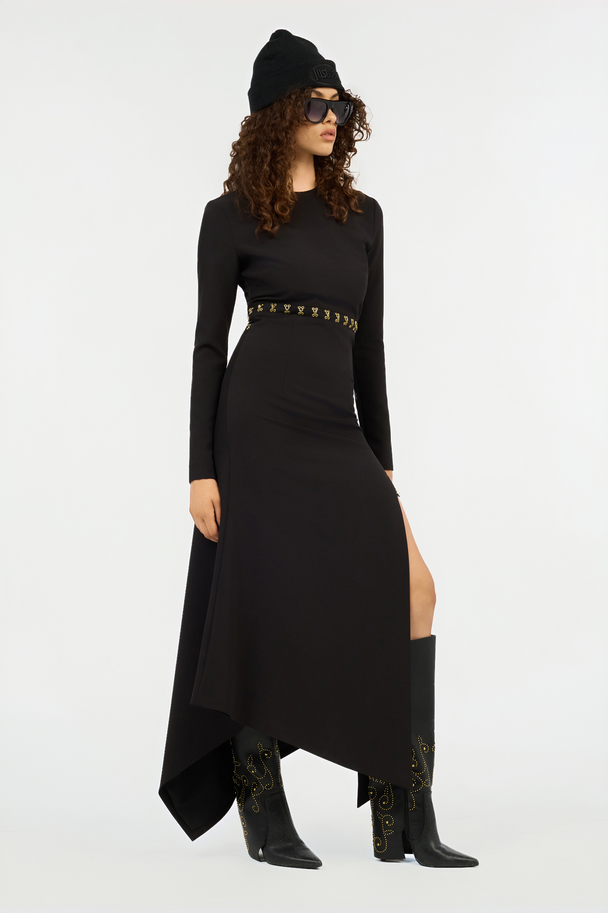 Roberto Cavalli Just Cavalli Asymmetric Hem Dress In Black