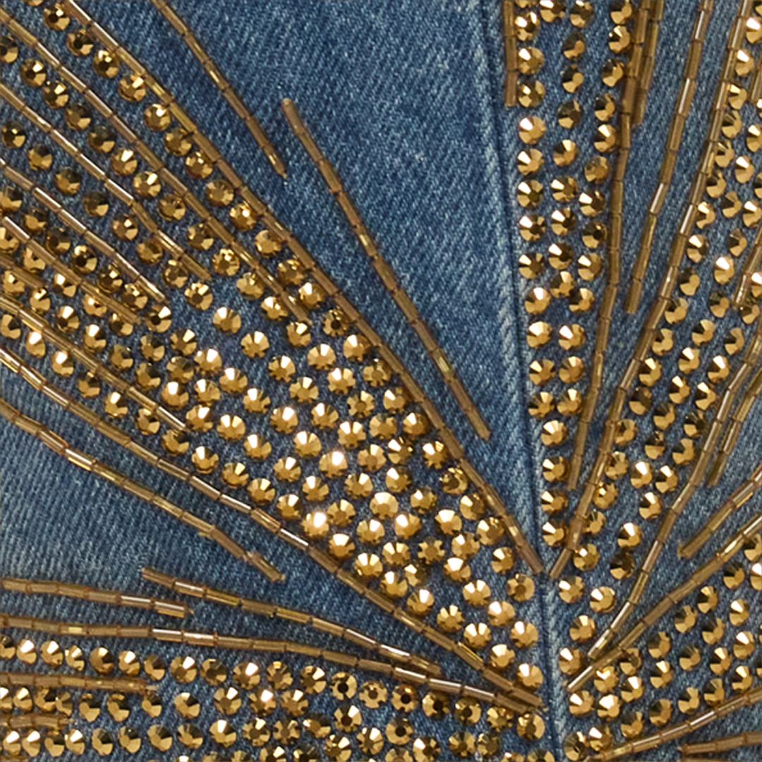 Roberto Cavalli Jeans With Rhinestones In Blue
