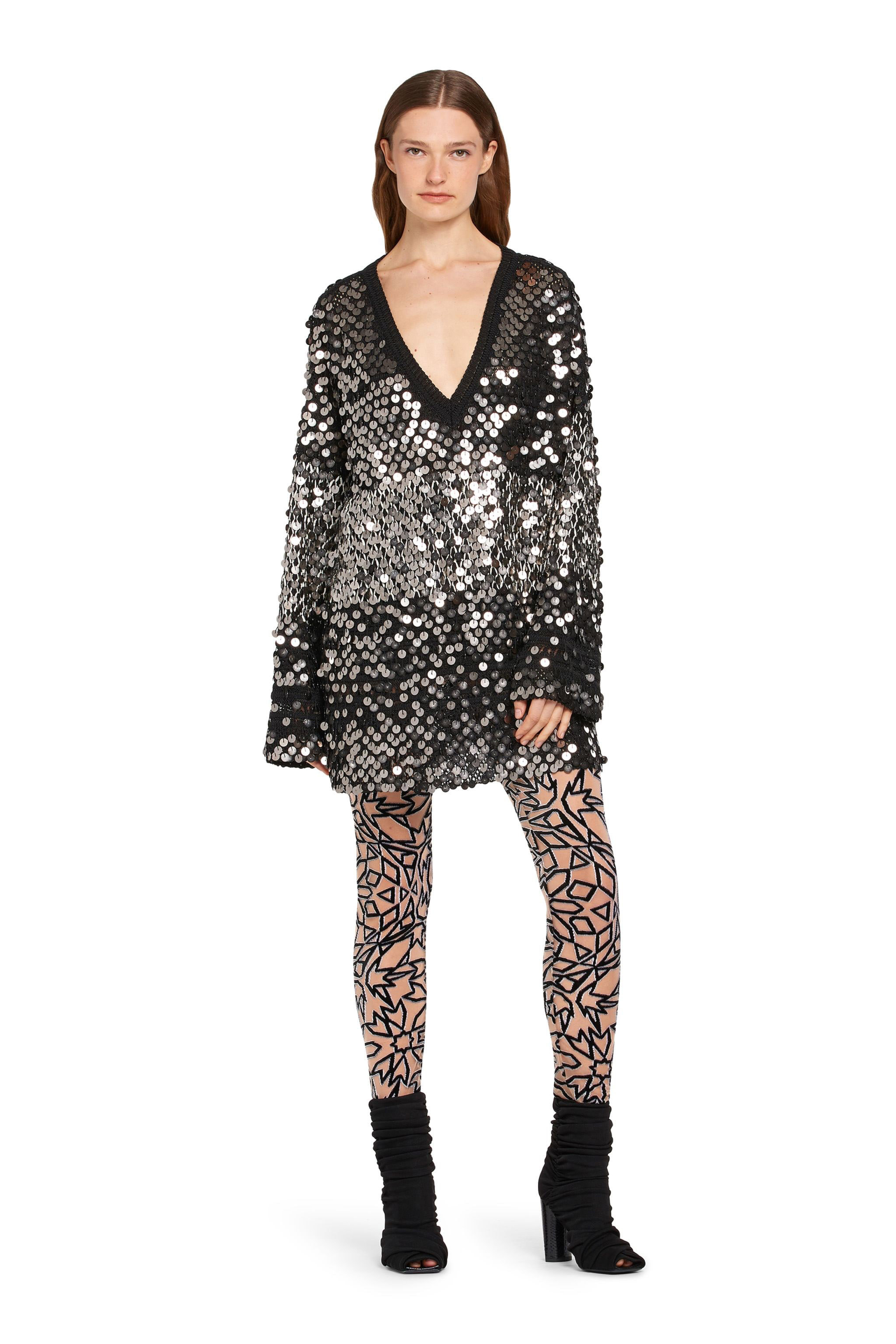 Roberto Cavalli Sequin Embroidered Sweater In Black/silver