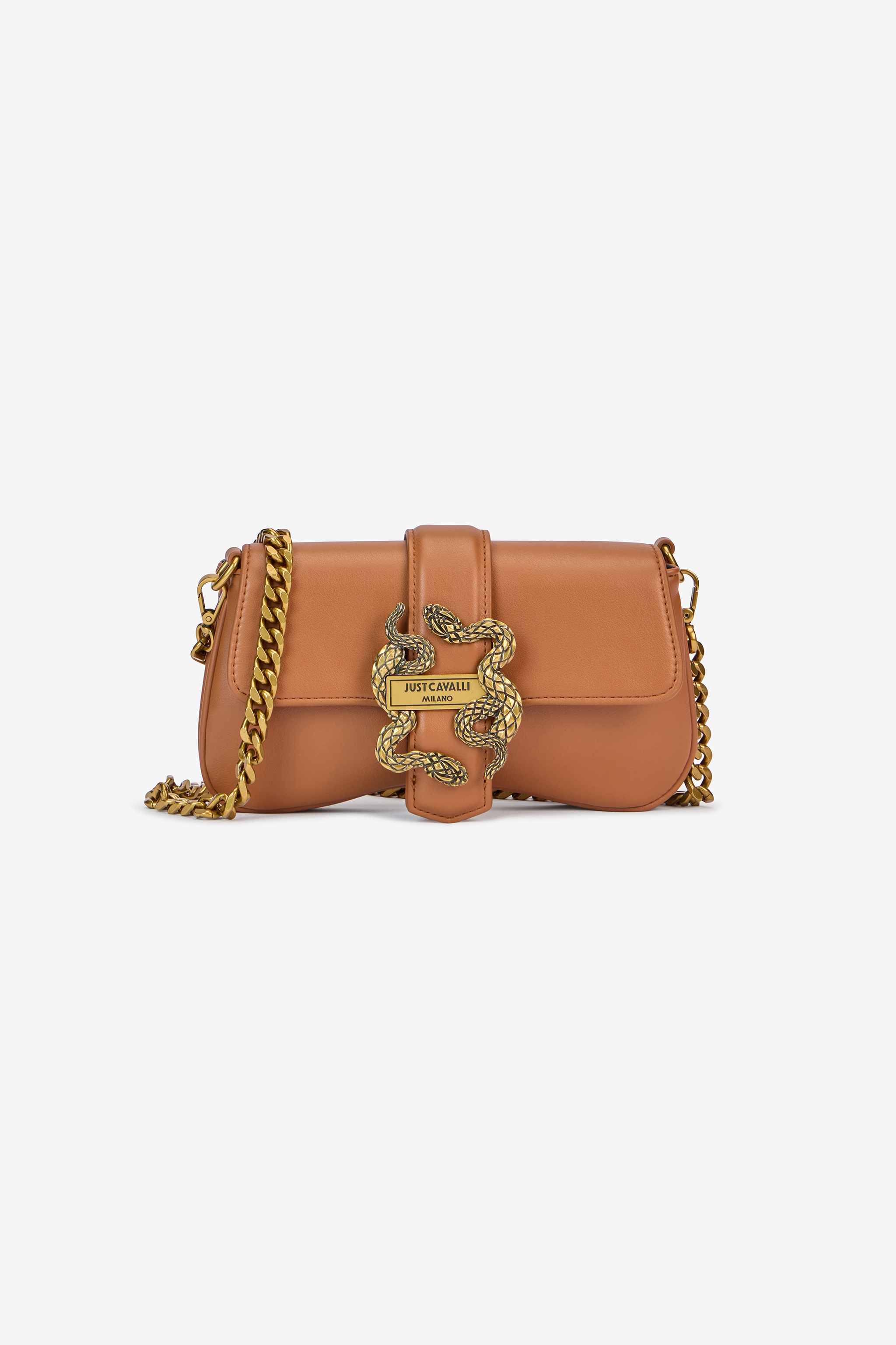 Roberto Cavalli Mirror Snake Bag In Brown
