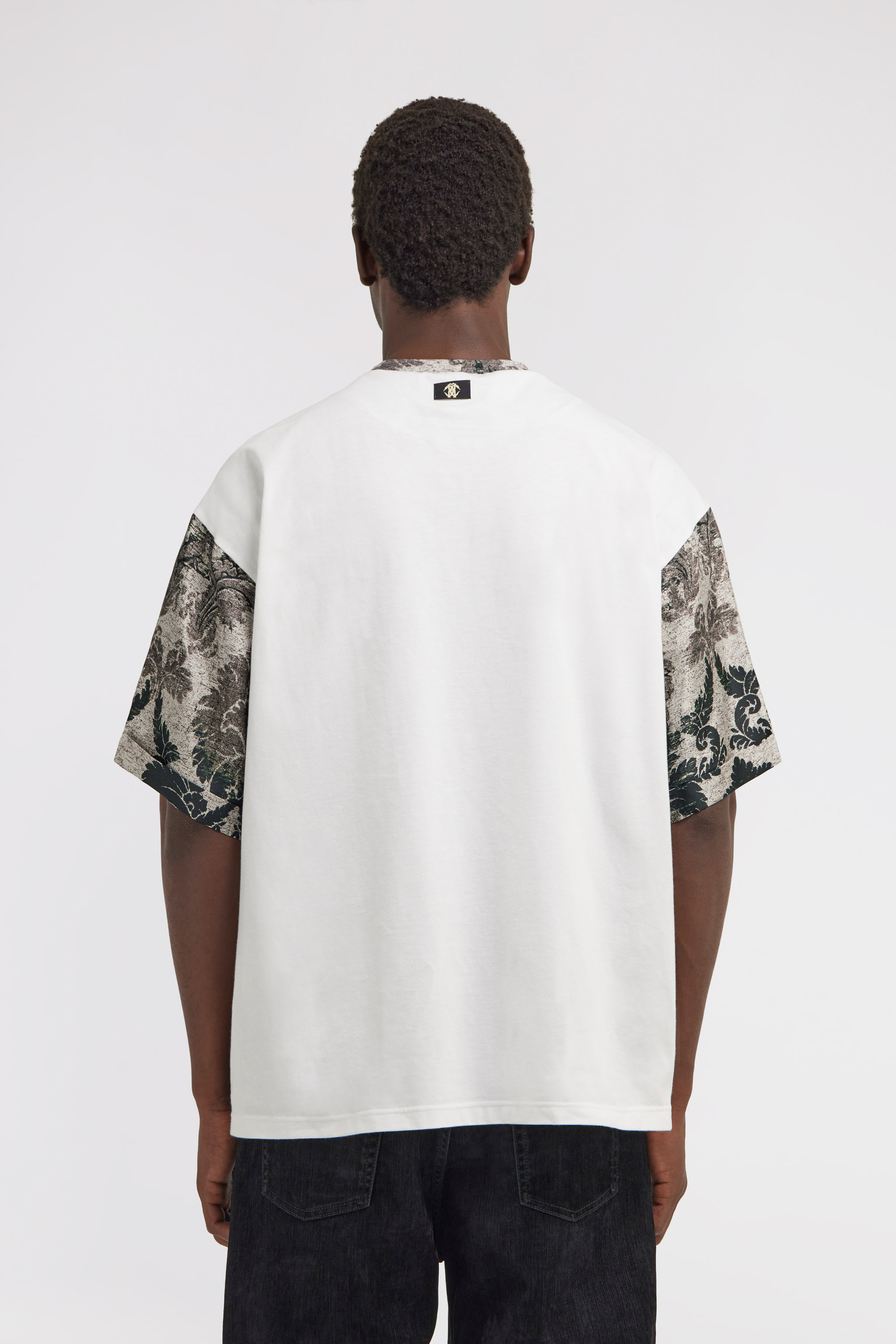 Roberto Cavalli Broccato Print T-shirt In Black/white