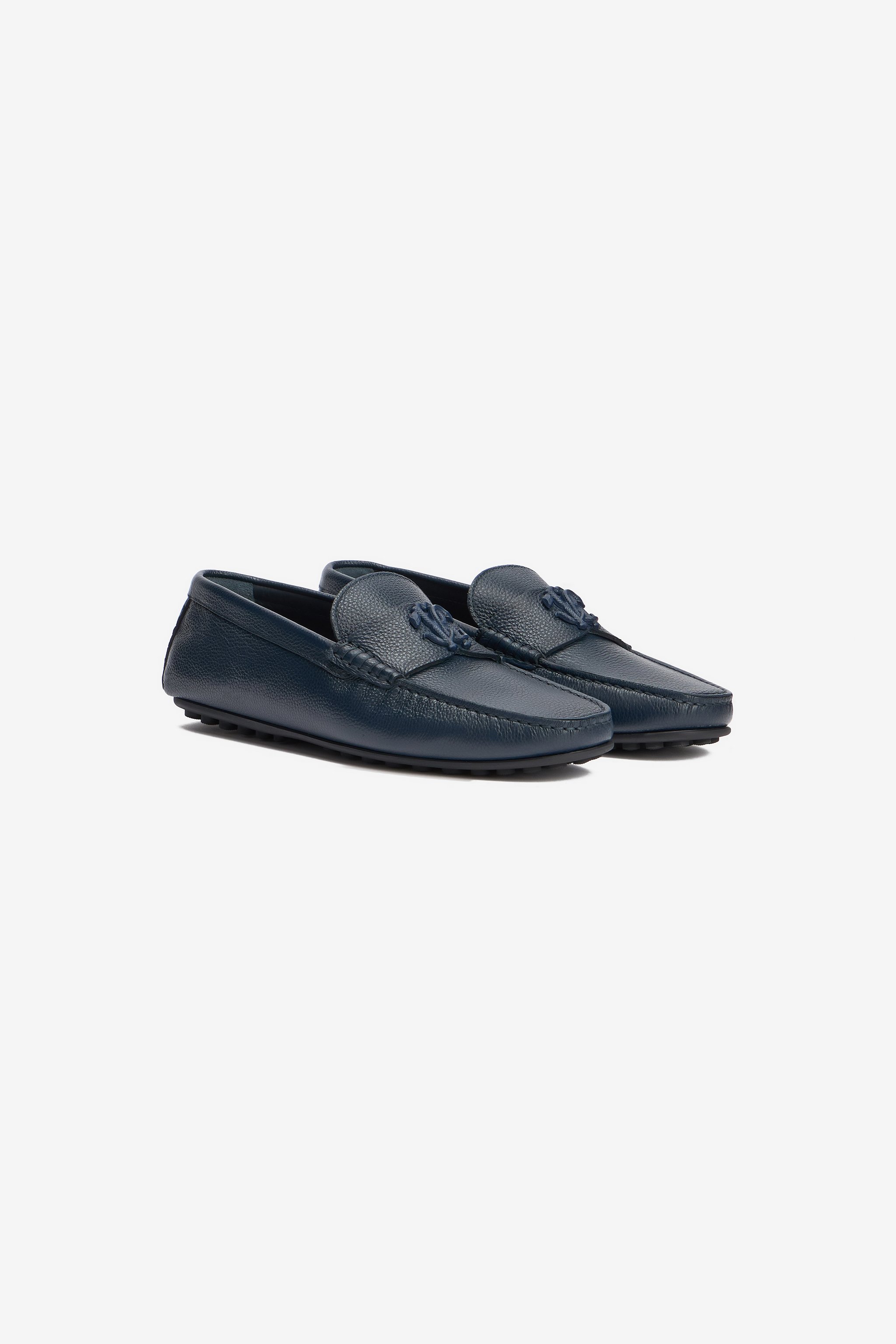 Roberto Cavalli Leather Loafers In Blue