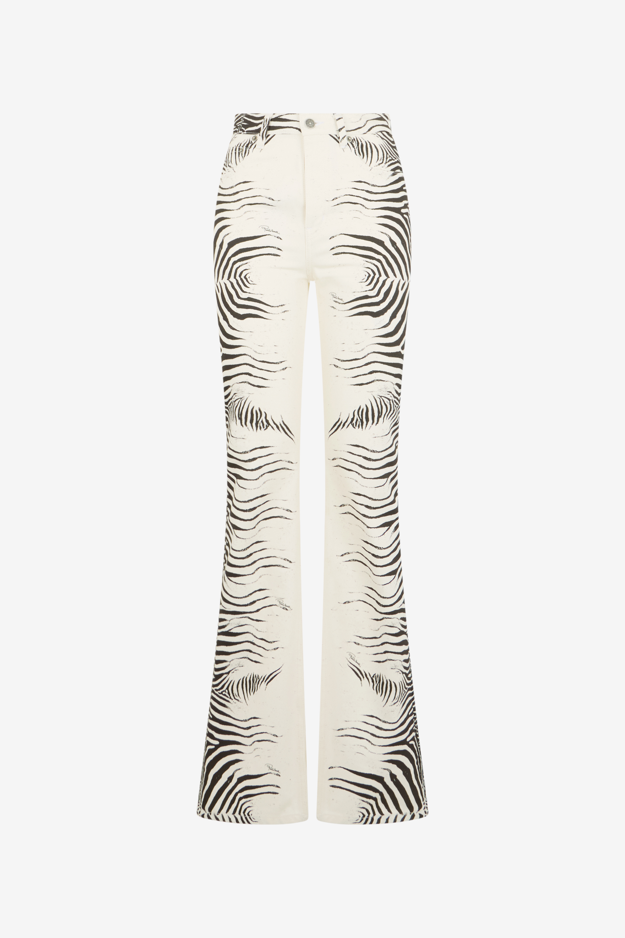 Roberto Cavalli Women's White/Black Zebra Print Jeans - Trousers Zebra