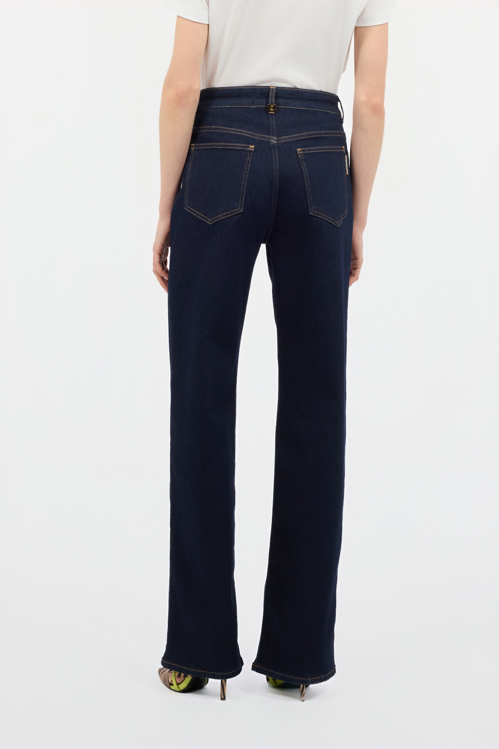 Roberto Cavalli Wide And Straight Leg Jeans In Dark Blue