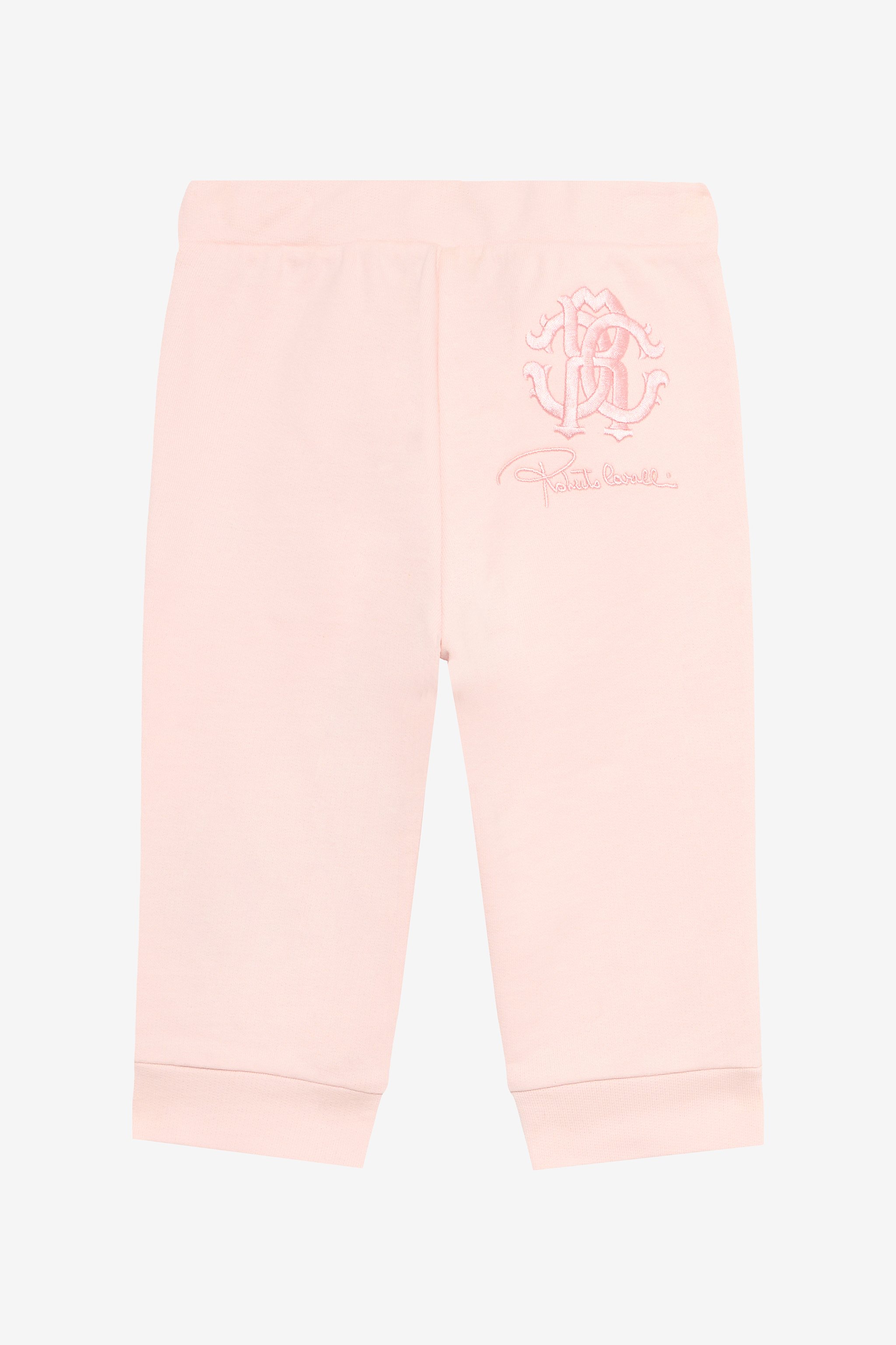 Baby Pink Track Pants with Floral Embroidery