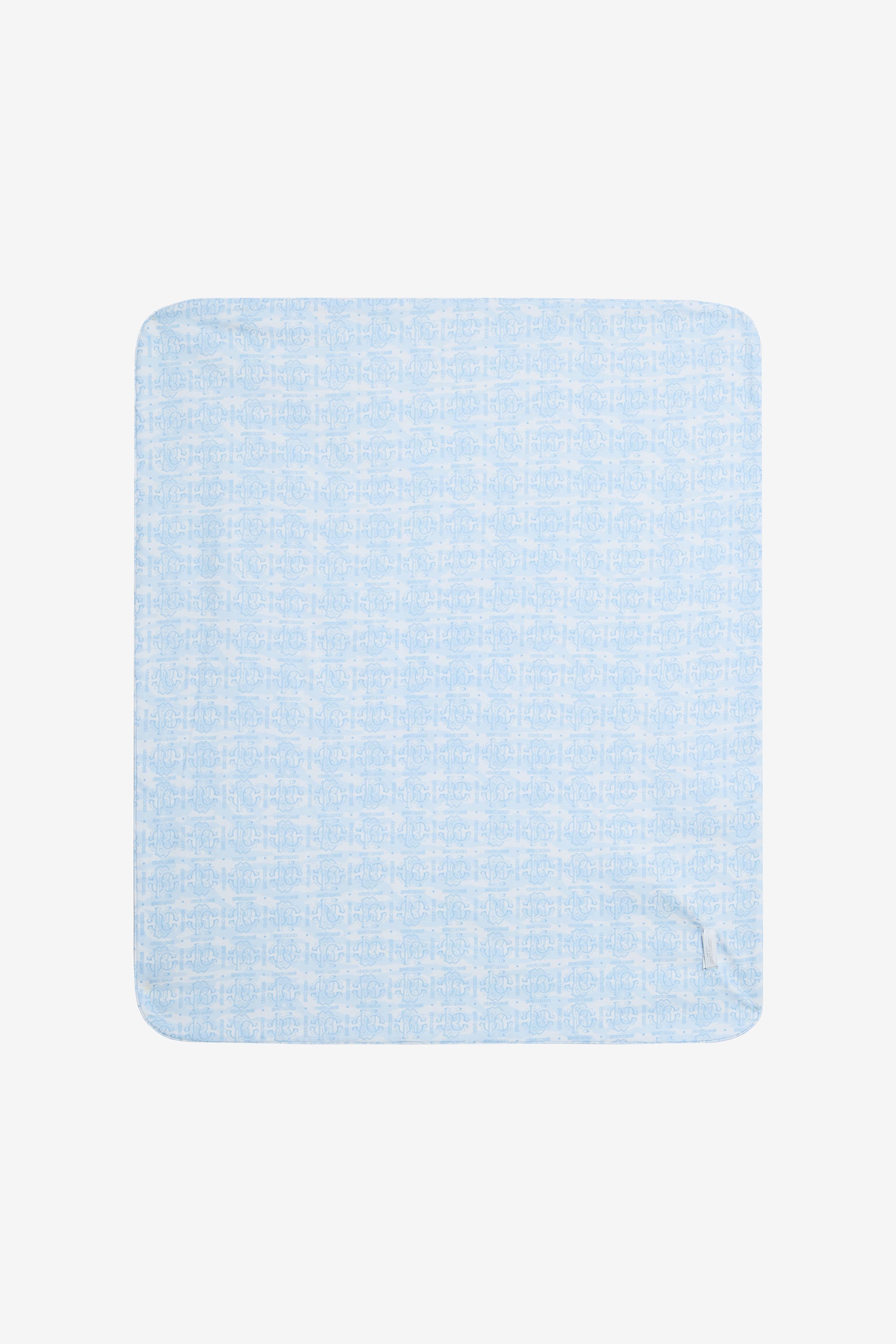 Roberto Cavalli Baby Blue Blanket With Monogram And Logo Print In Blue
