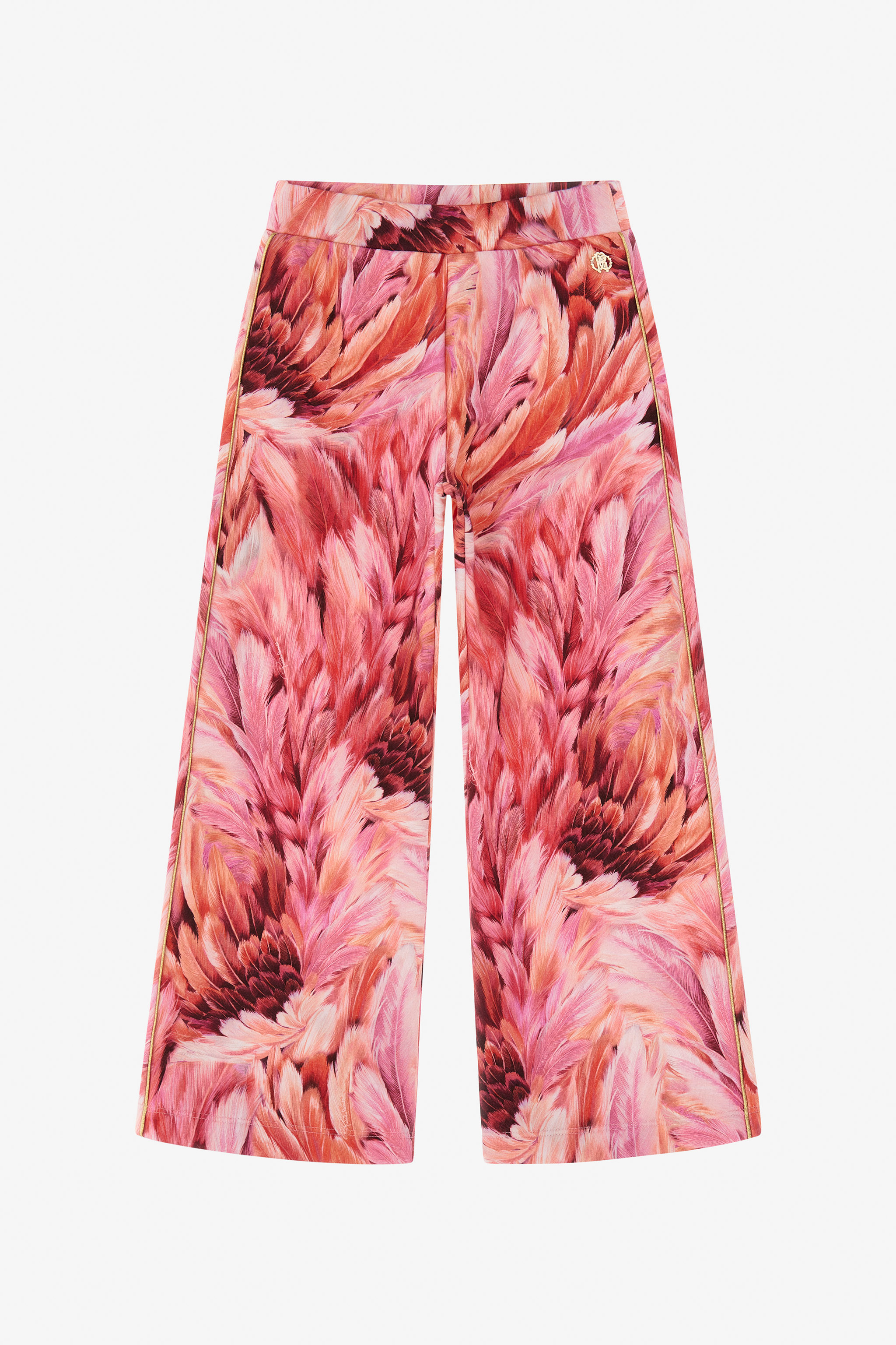 Roberto Cavalli Plumage-print Trousers In Fuchsia
