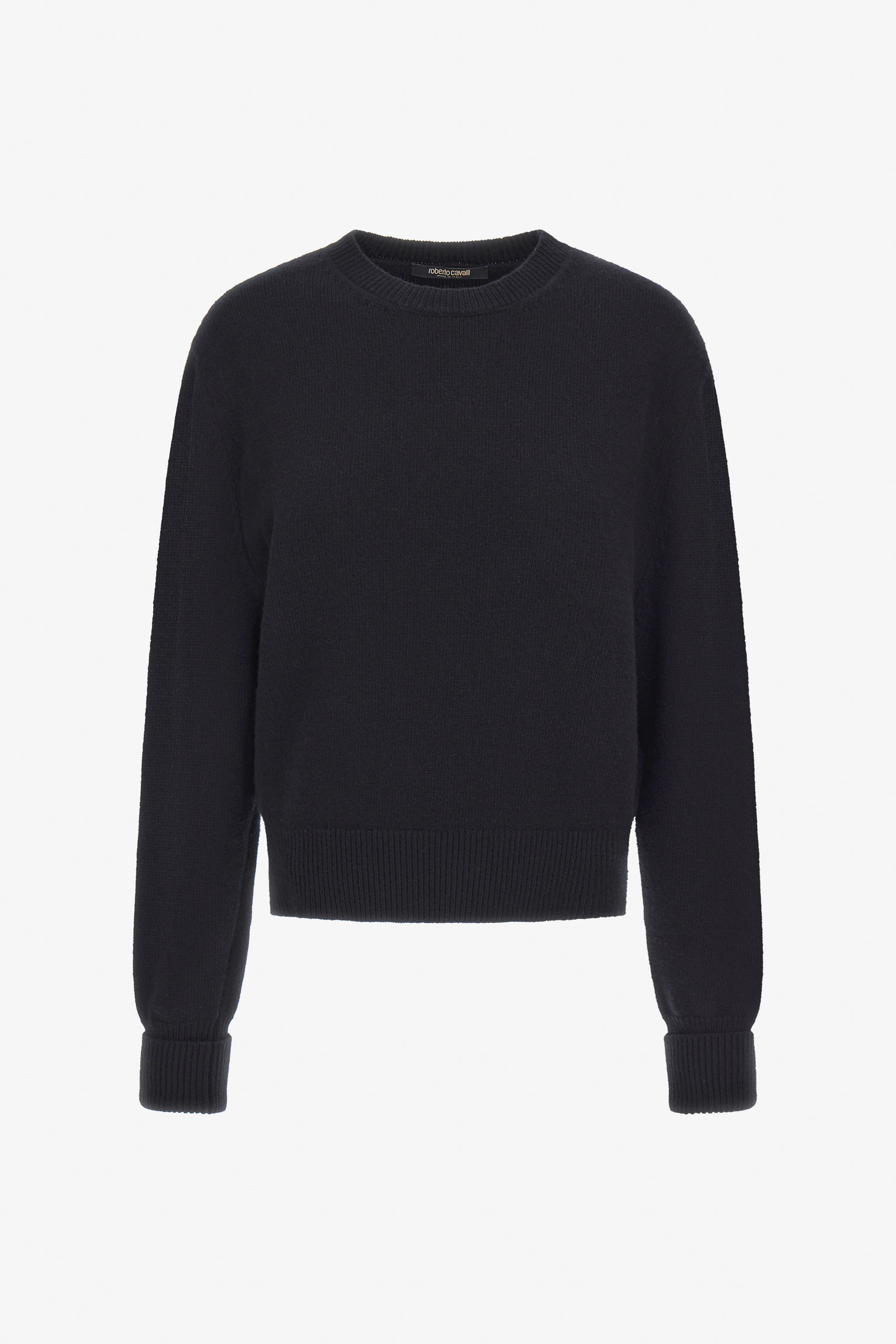 Roberto Cavalli Women's Black Cropped Knit Sweater - Ready To Wear