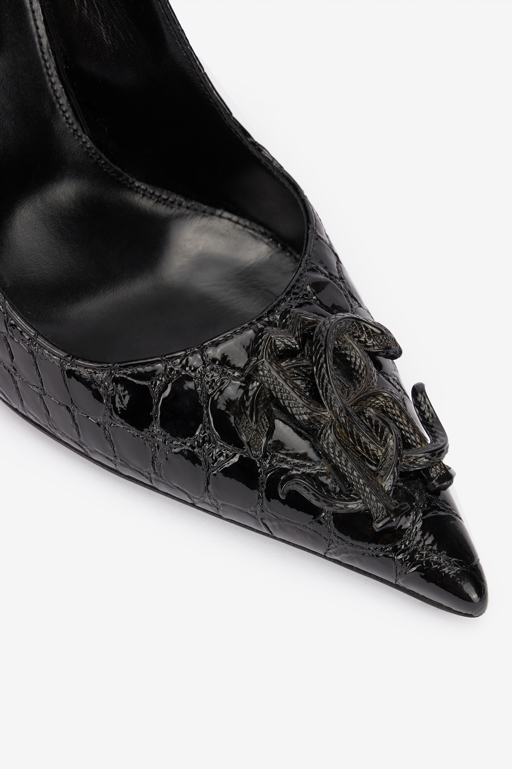 Roberto Cavalli Crocodile-effect High-heel Pumps In Black