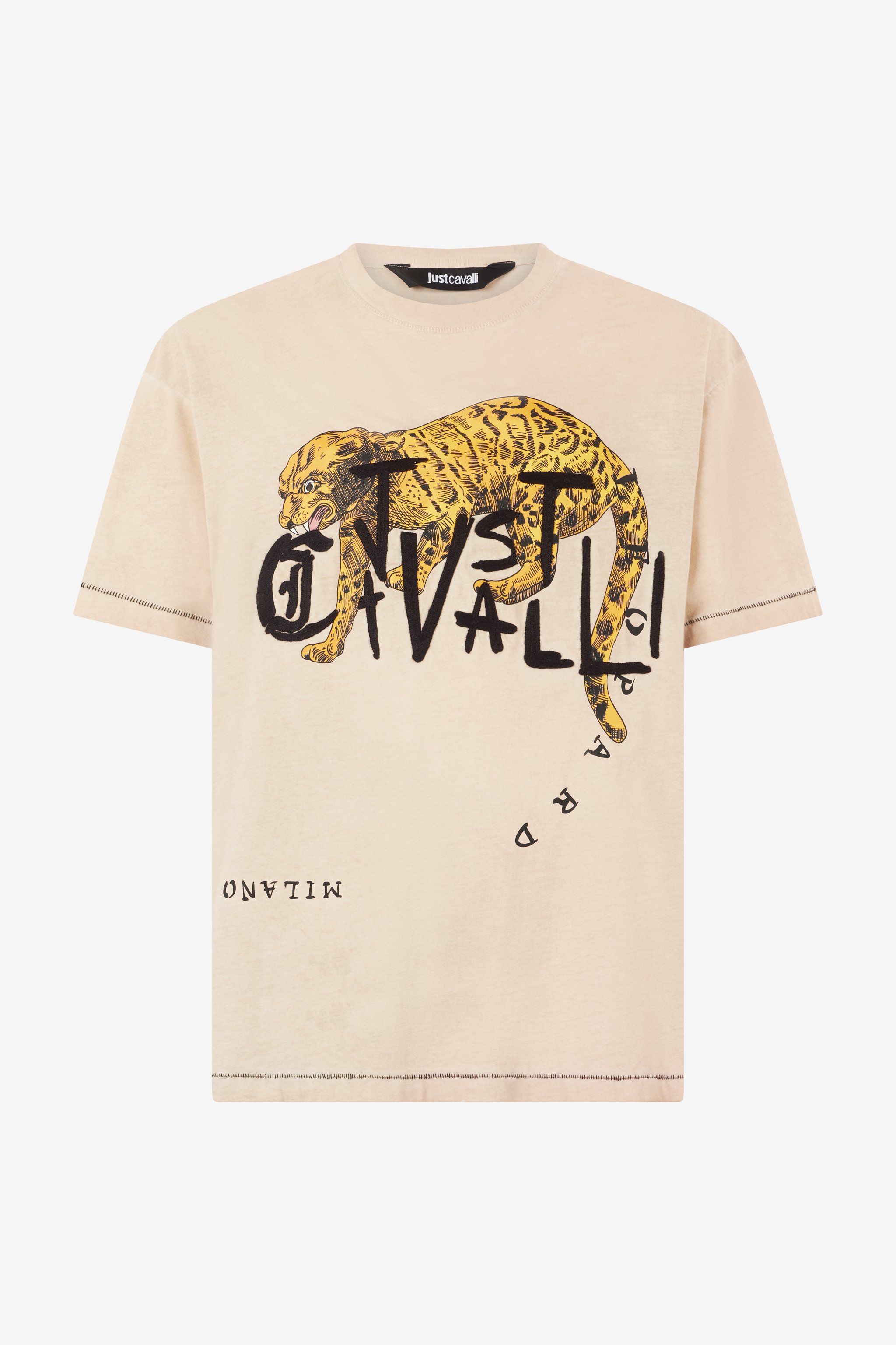Roberto Cavalli Leopard Print T-shirt In Light Brown