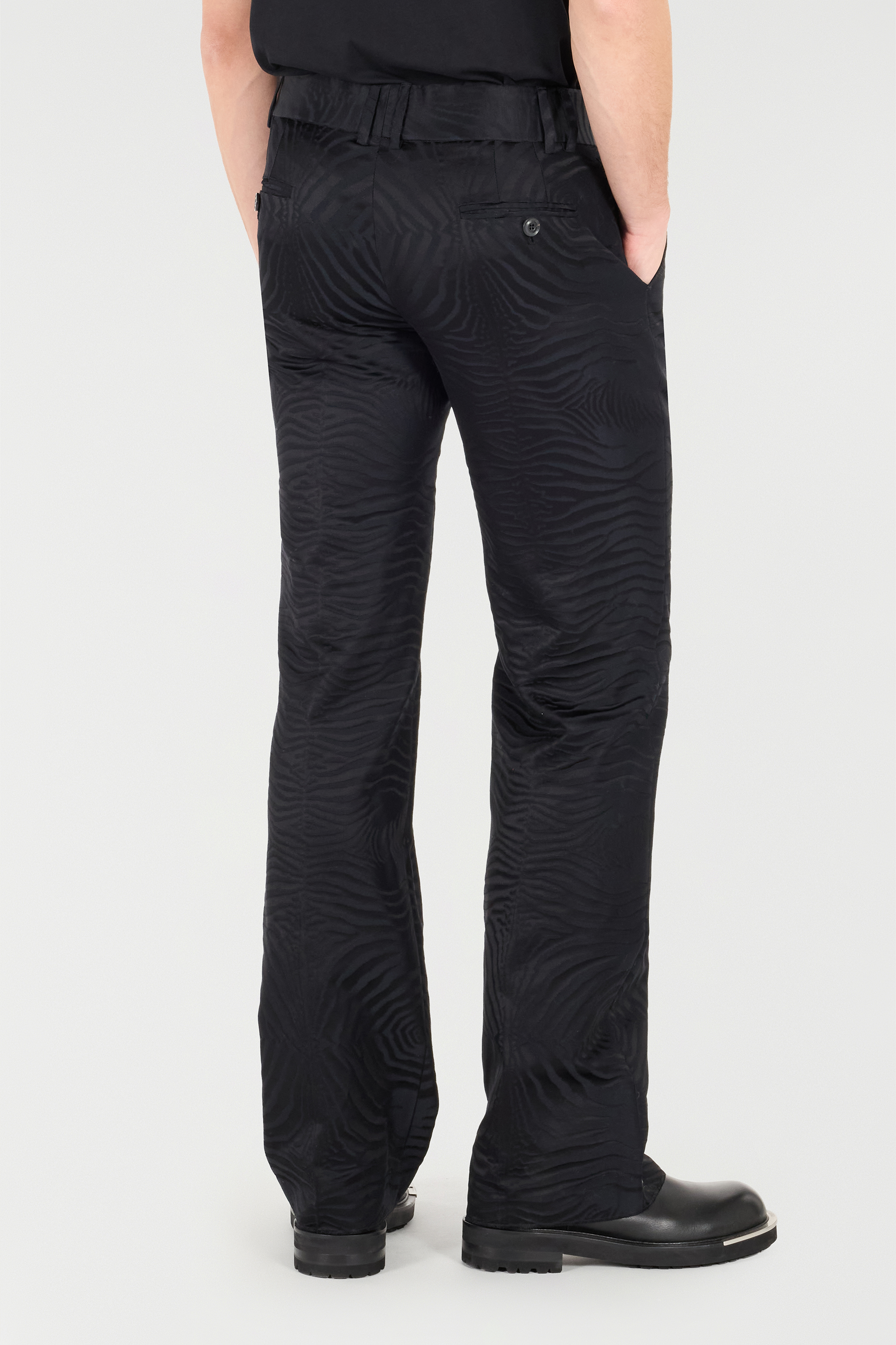 Roberto Cavalli Flared Pants With Tiger Skin Pattern In Black