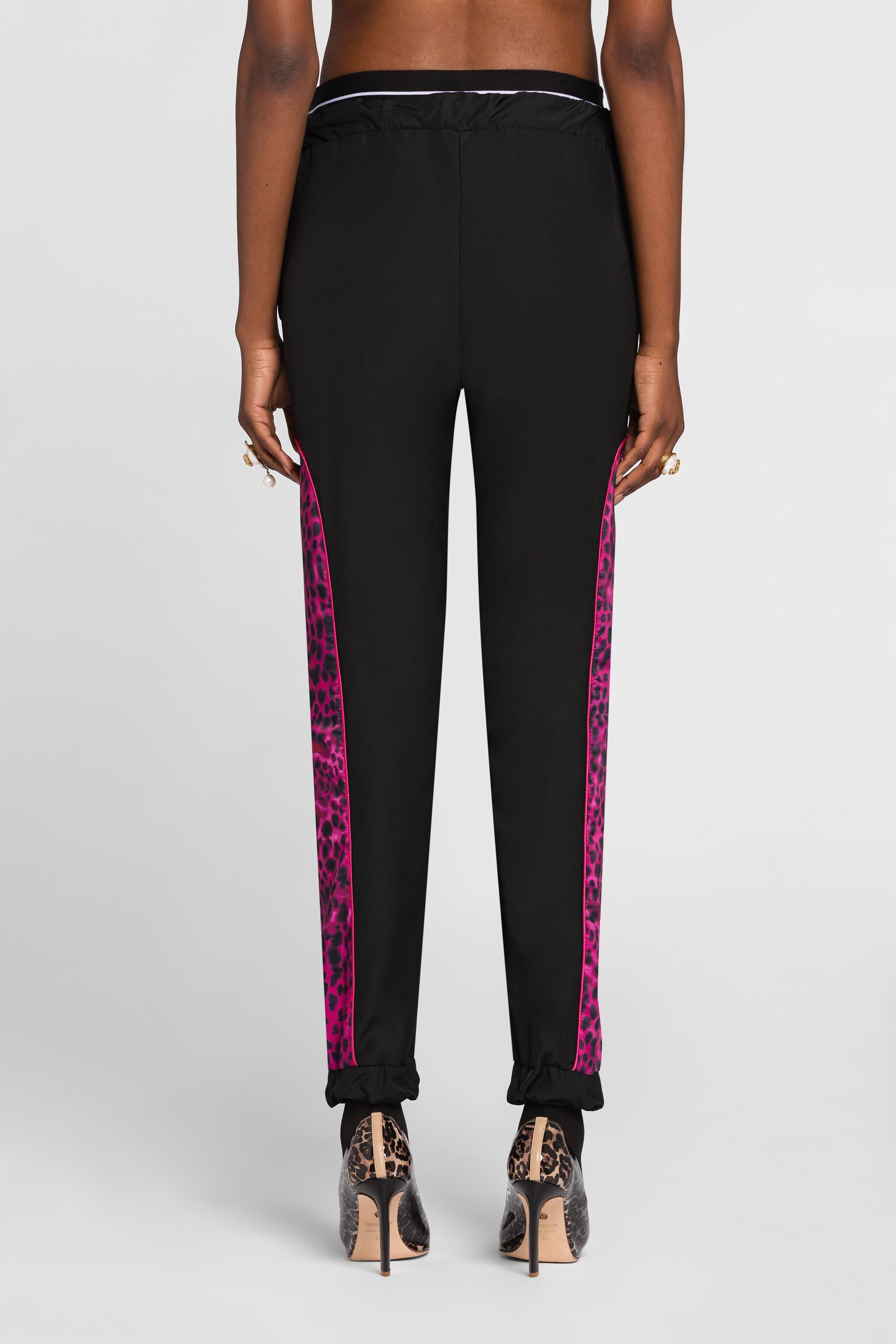 Roberto Cavalli Printed-panel Track Pants In Black